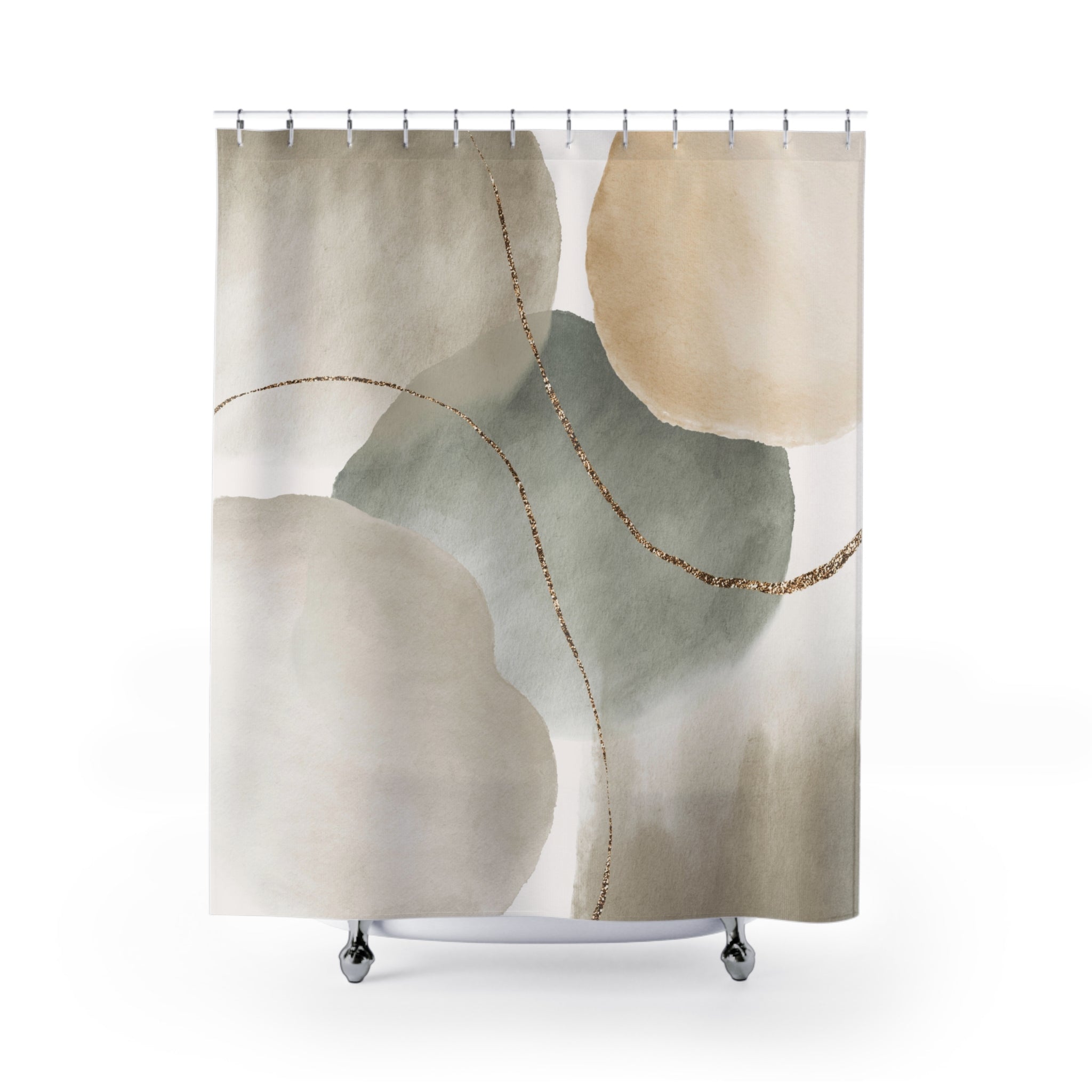 Boho Shower Curtain | Abstract Earthy Grey Beige