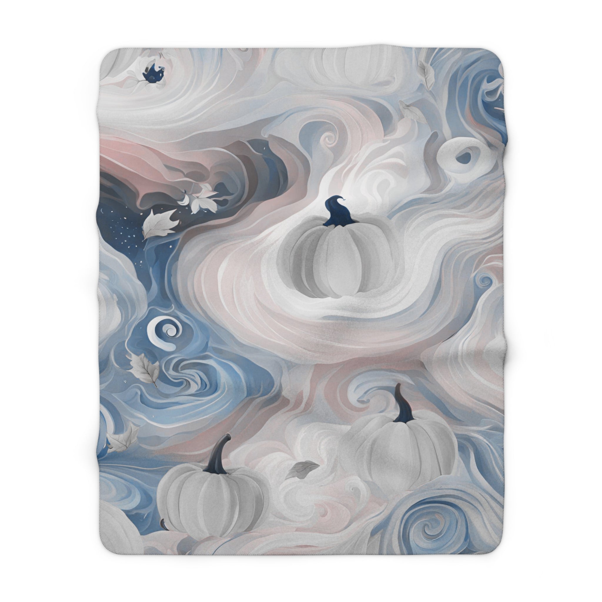 Halloween Throw Blanket | Grey Blue, Pumpkins, Fall Autumn
