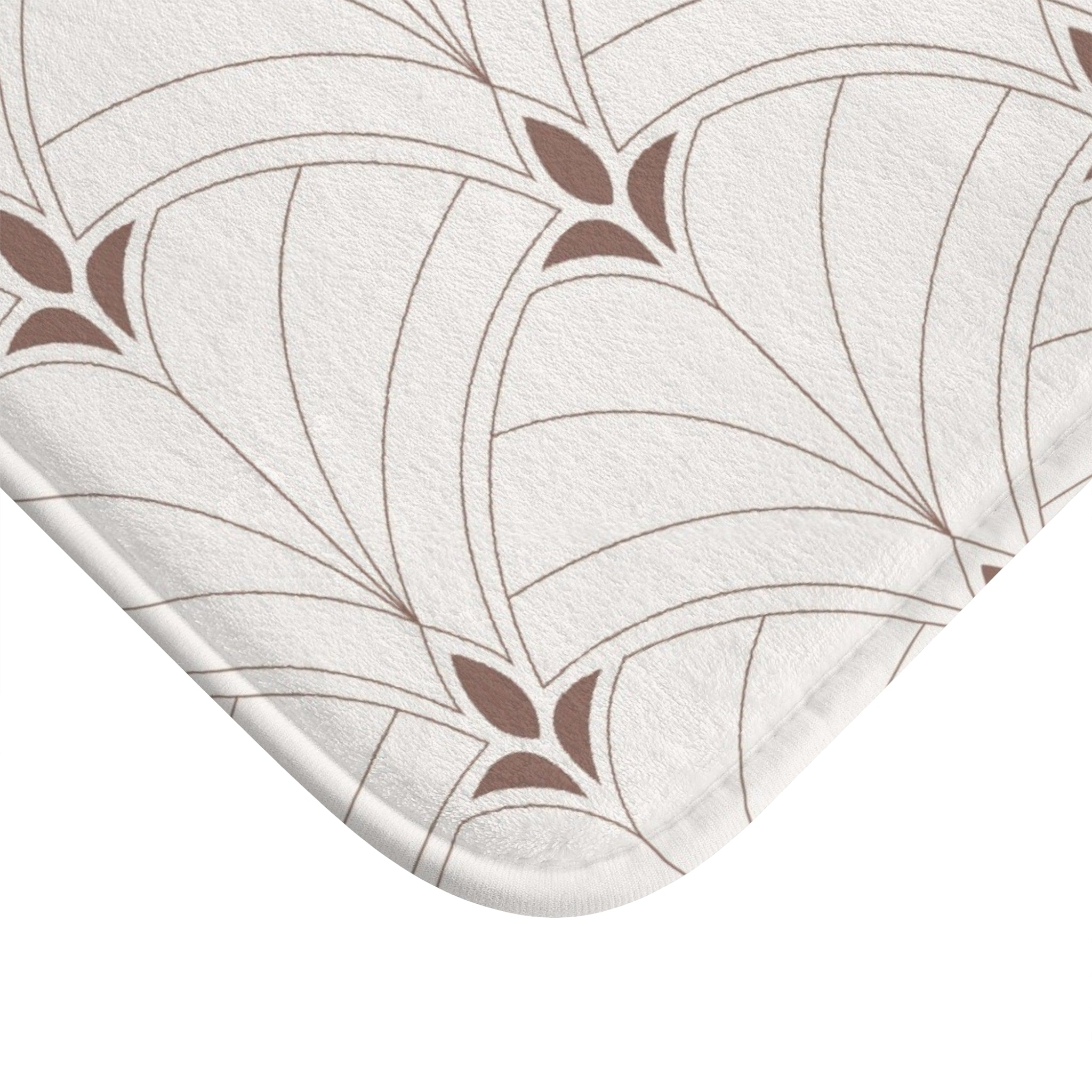 Boho Bath, Kitchen Mat | Art Deco Nouveau Fan Beige Brown