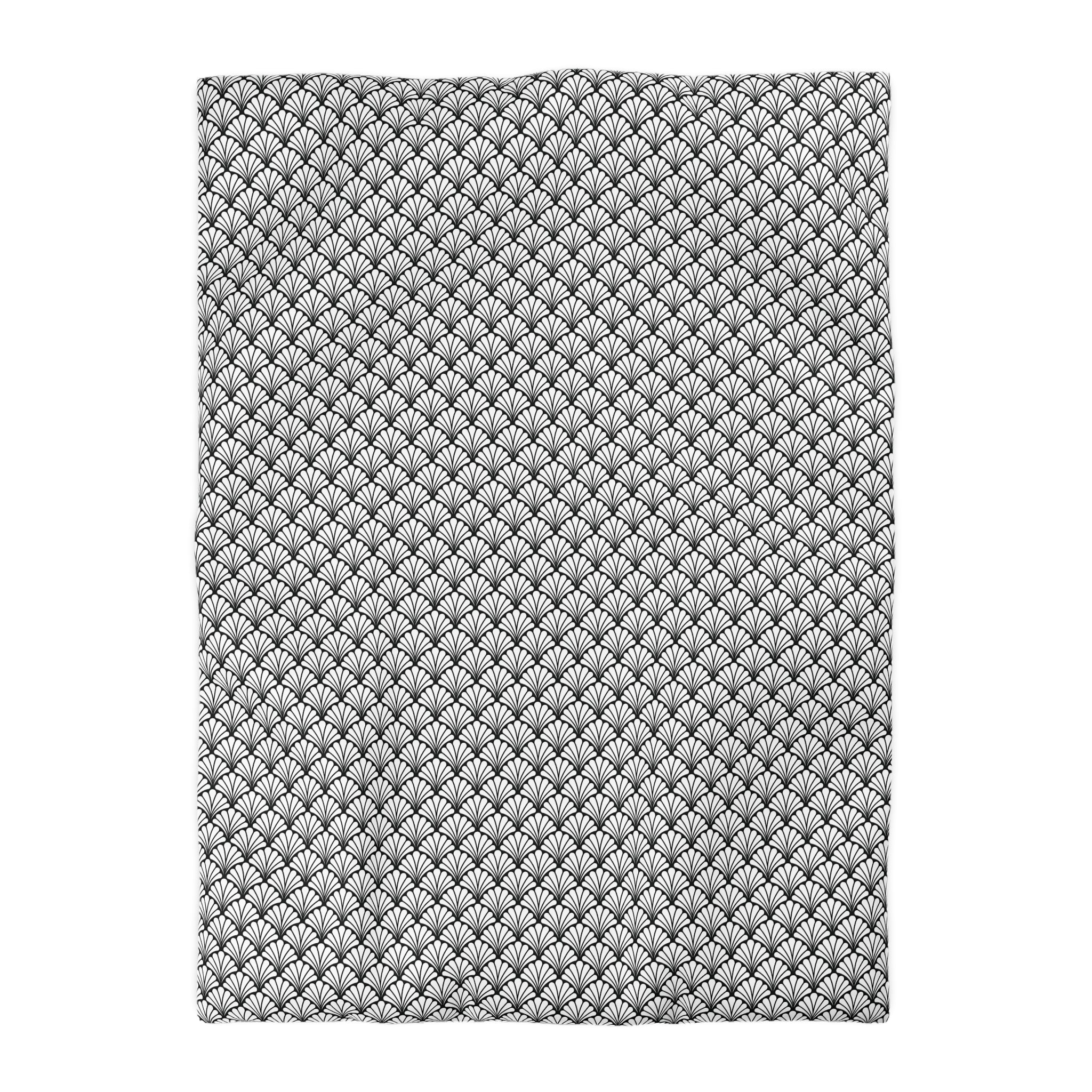 Art Deco Duvet, Pillow Cover | Black White Fan Bedroom Decor