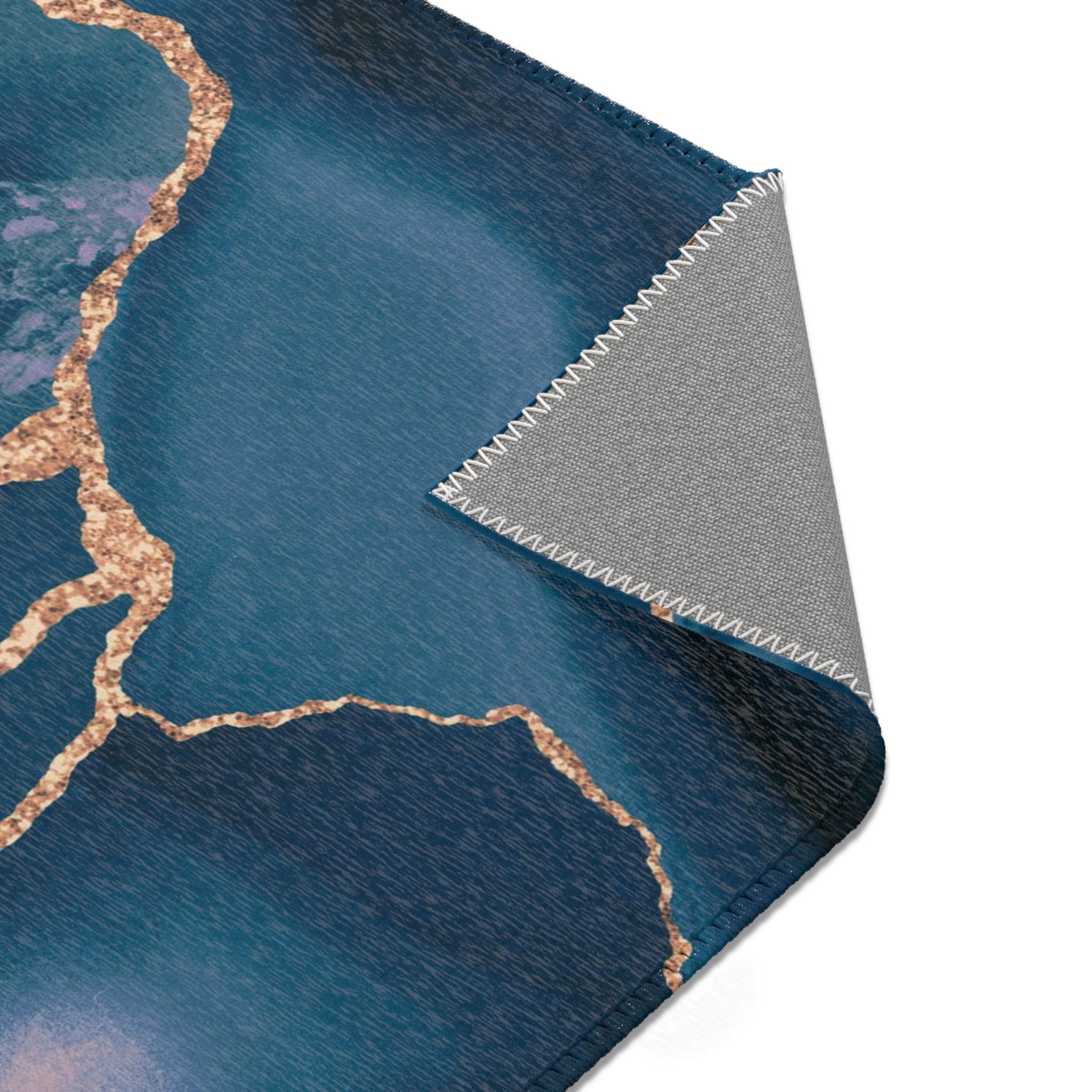 Abstract Large Area Rug | Modern Accent Rug, Navy blue, Beige