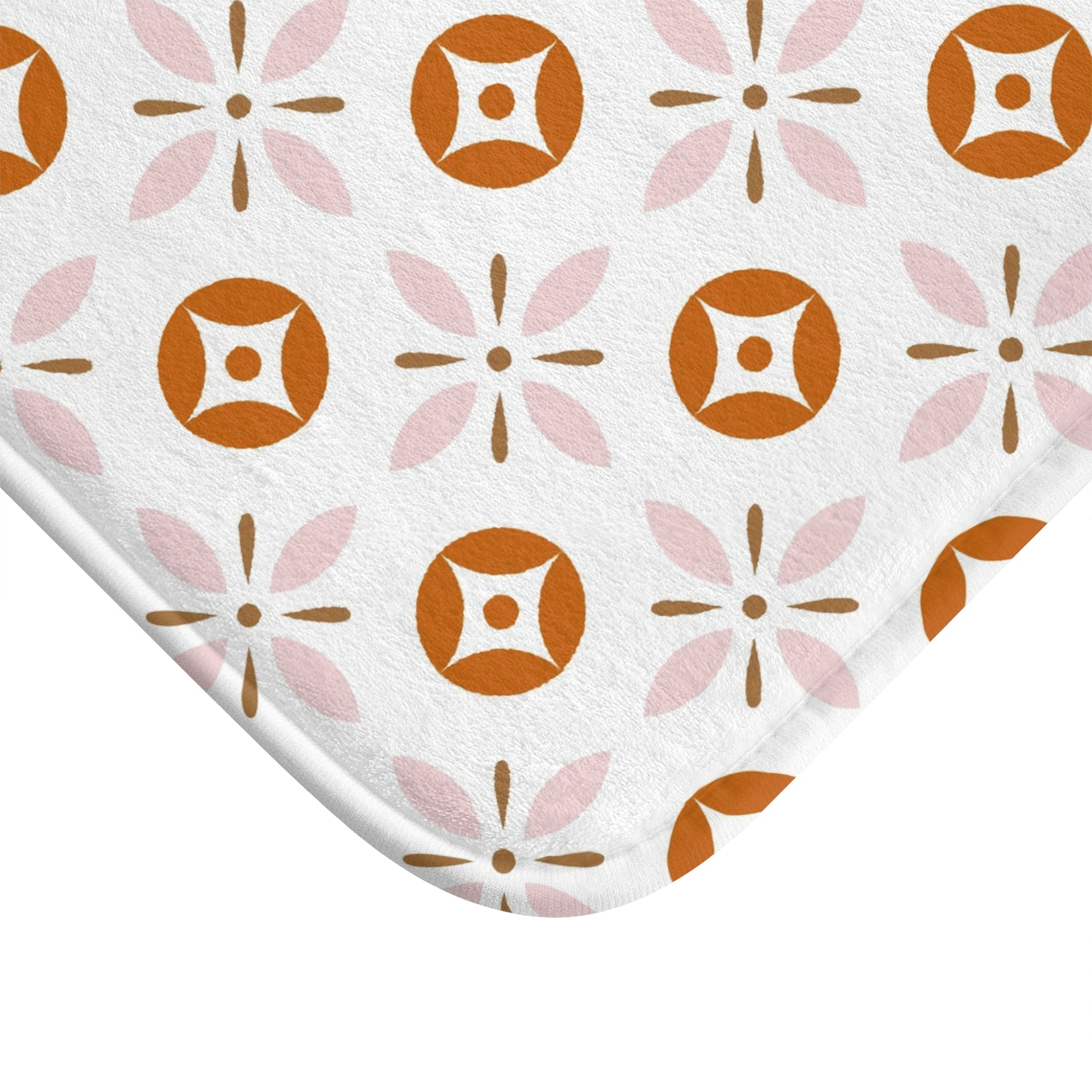 Retro Bath, Kitchen Mat | Vintage Art Deco, Nouveau Pink, Orange White