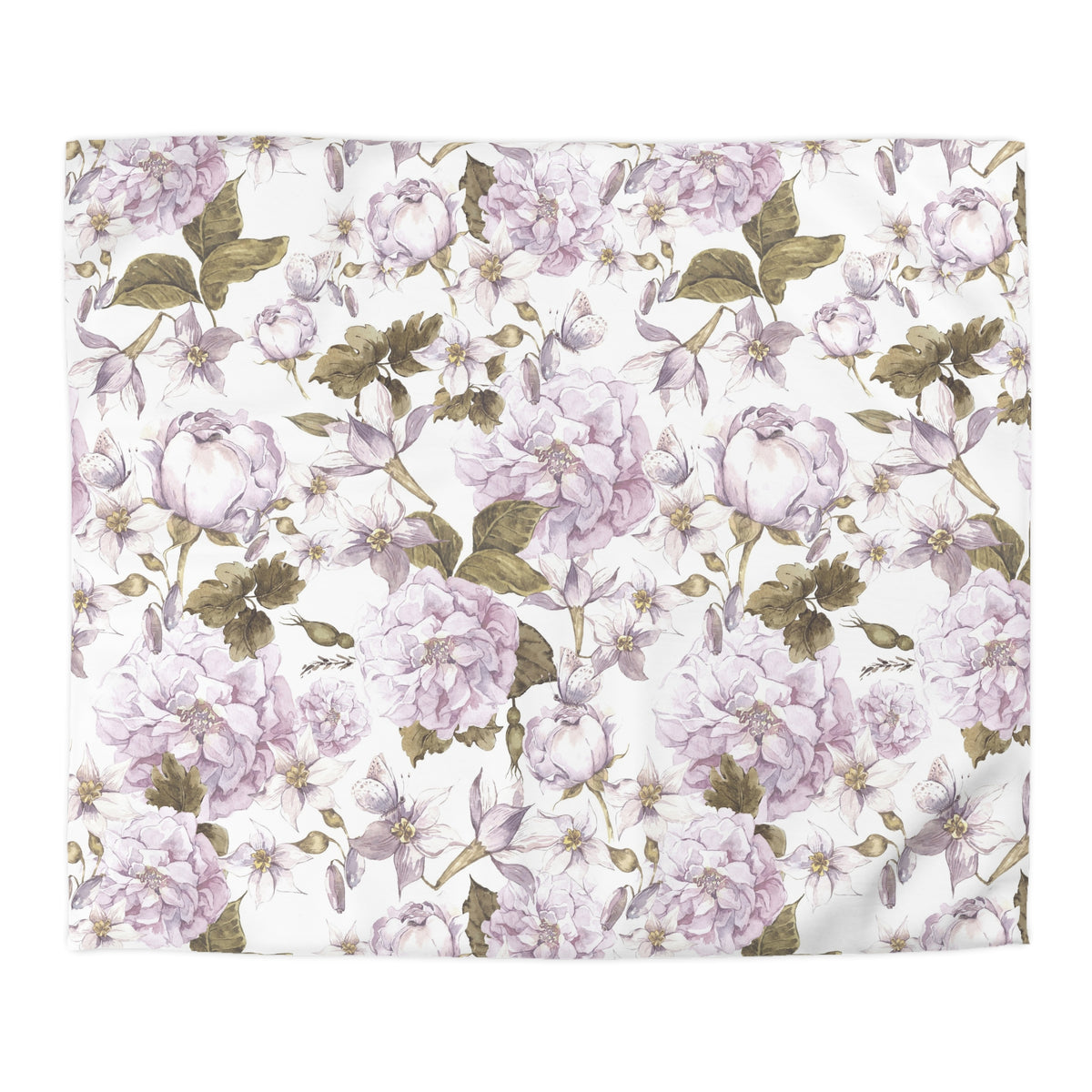 a repeating floral pattern with pink and white flowers and leaves on a white background.