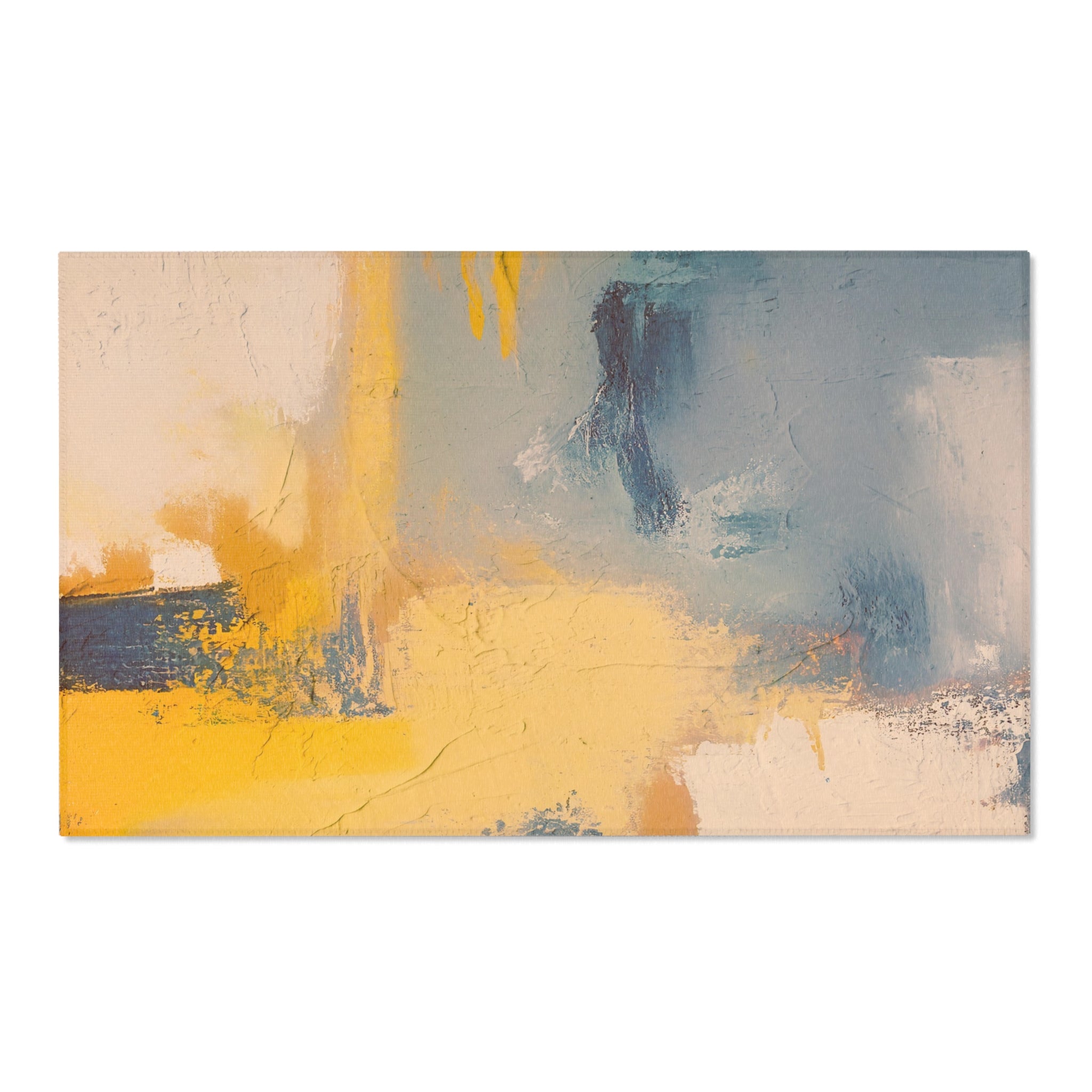 Abstract Large Area Rug | Yellow Blush Blue Muted Watercolor Rug