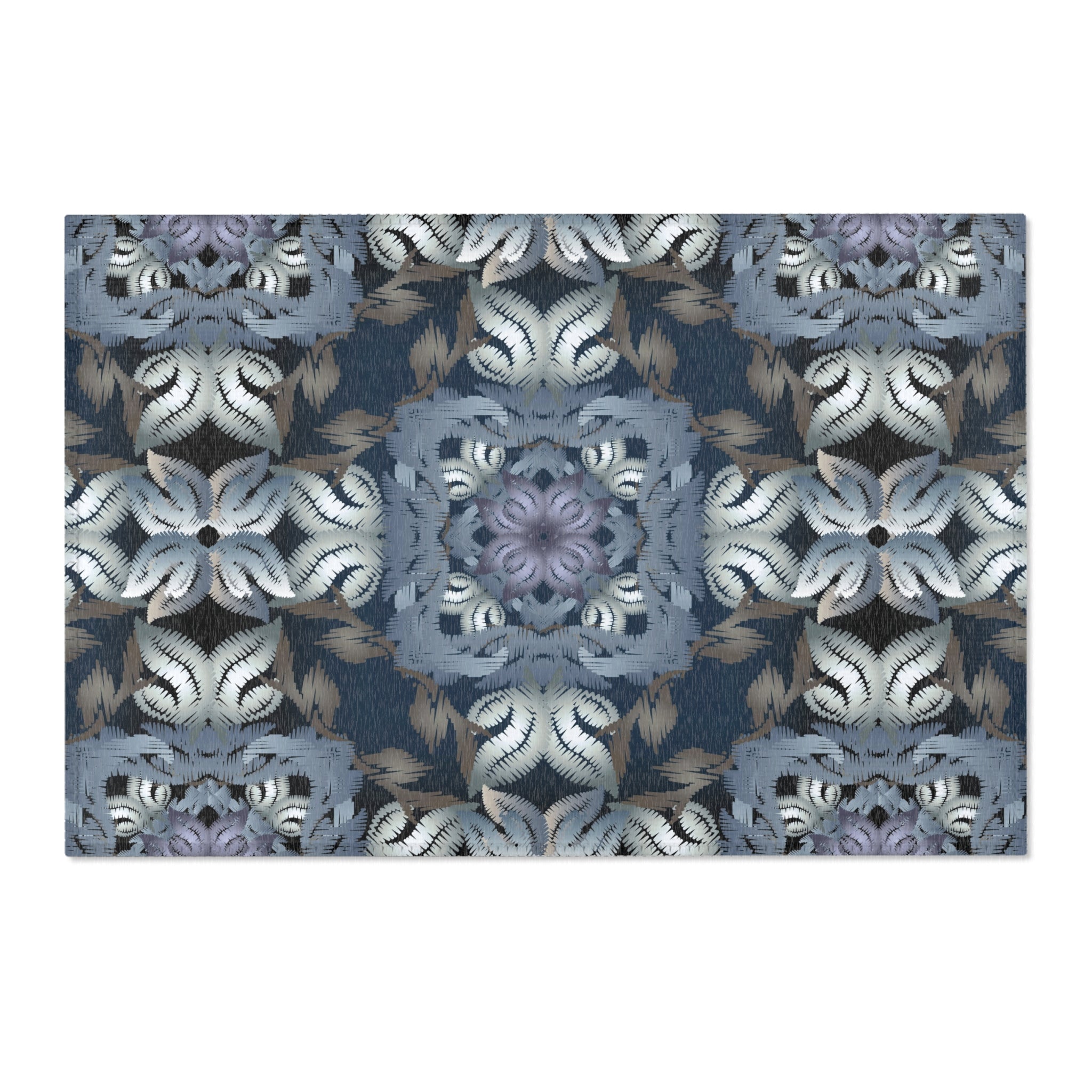 Abstract Area Rug | Moroccan Navy Blue, Silver Taupe Watercolor Artsy Rug