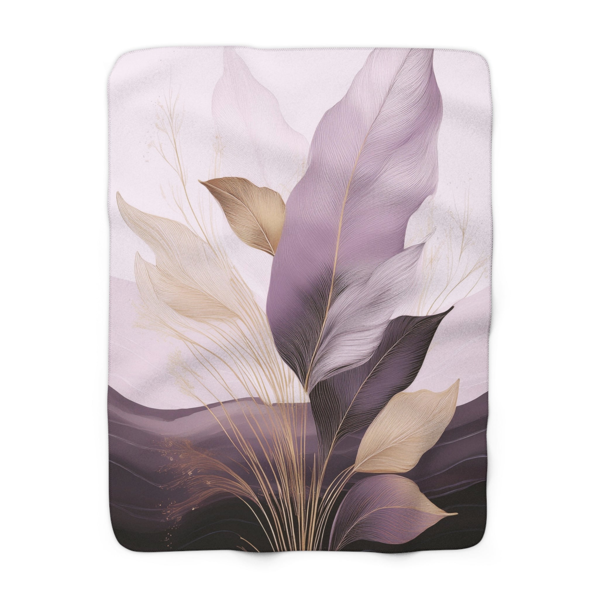 Floral Throw Blanket | Boho Lavender Lilac Purple Leaves