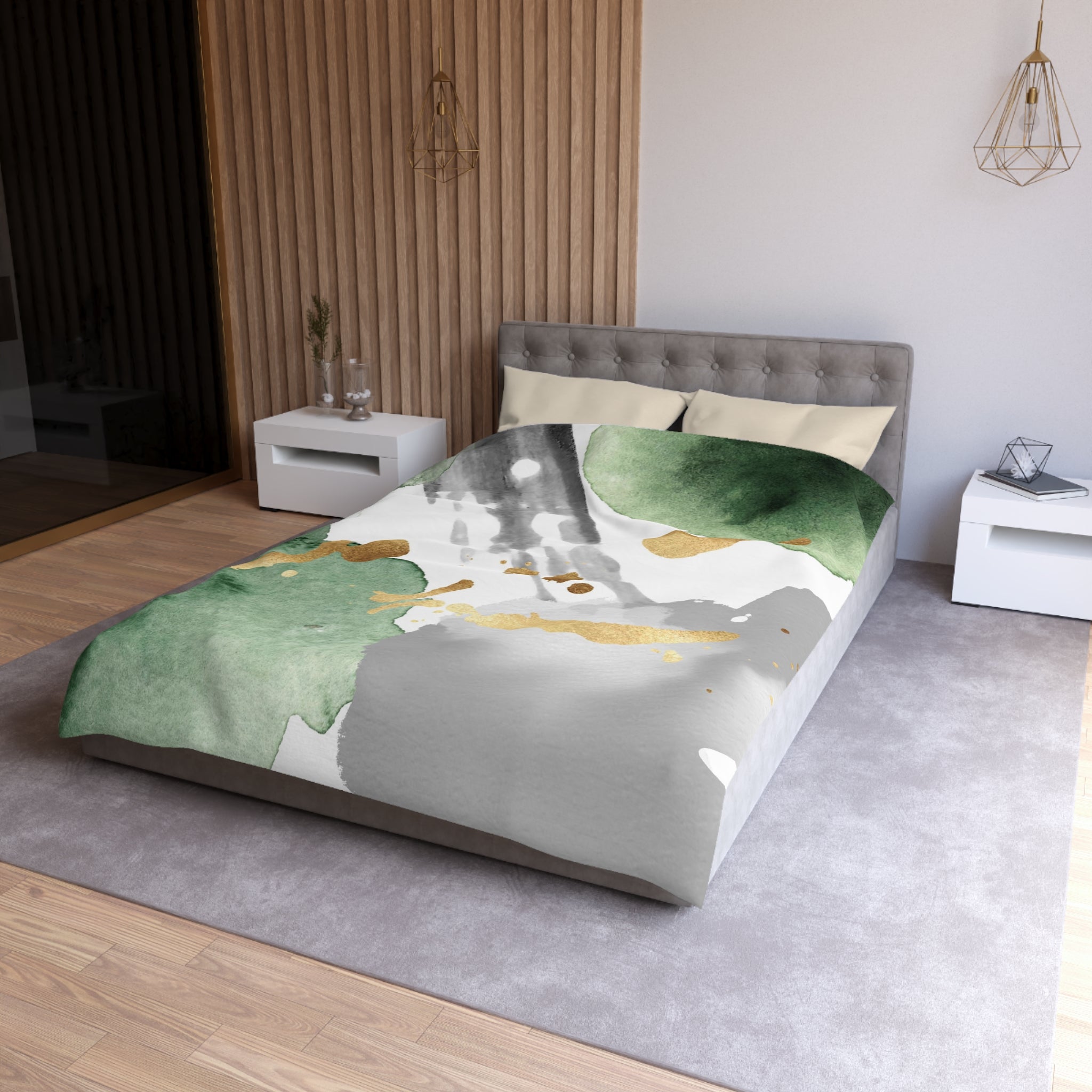 Abstract Duvet Cover | White Green Ombre | Bedroom Decor