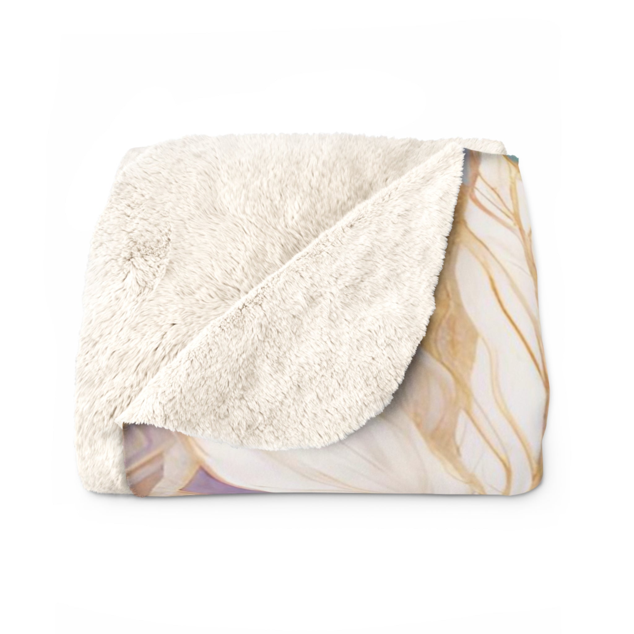 Floral Throw Blanket | Teal Green, Beige Lavender Pink