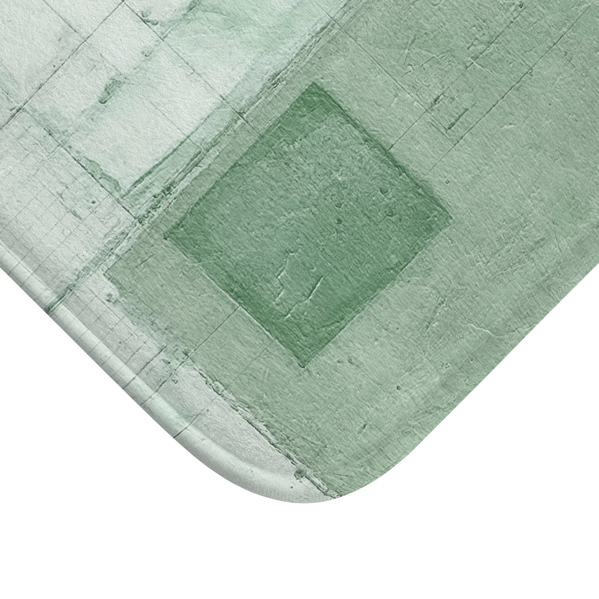 Abstract Bath Mat | Rustic Sage Pale Green Geometric Kitchen Mat