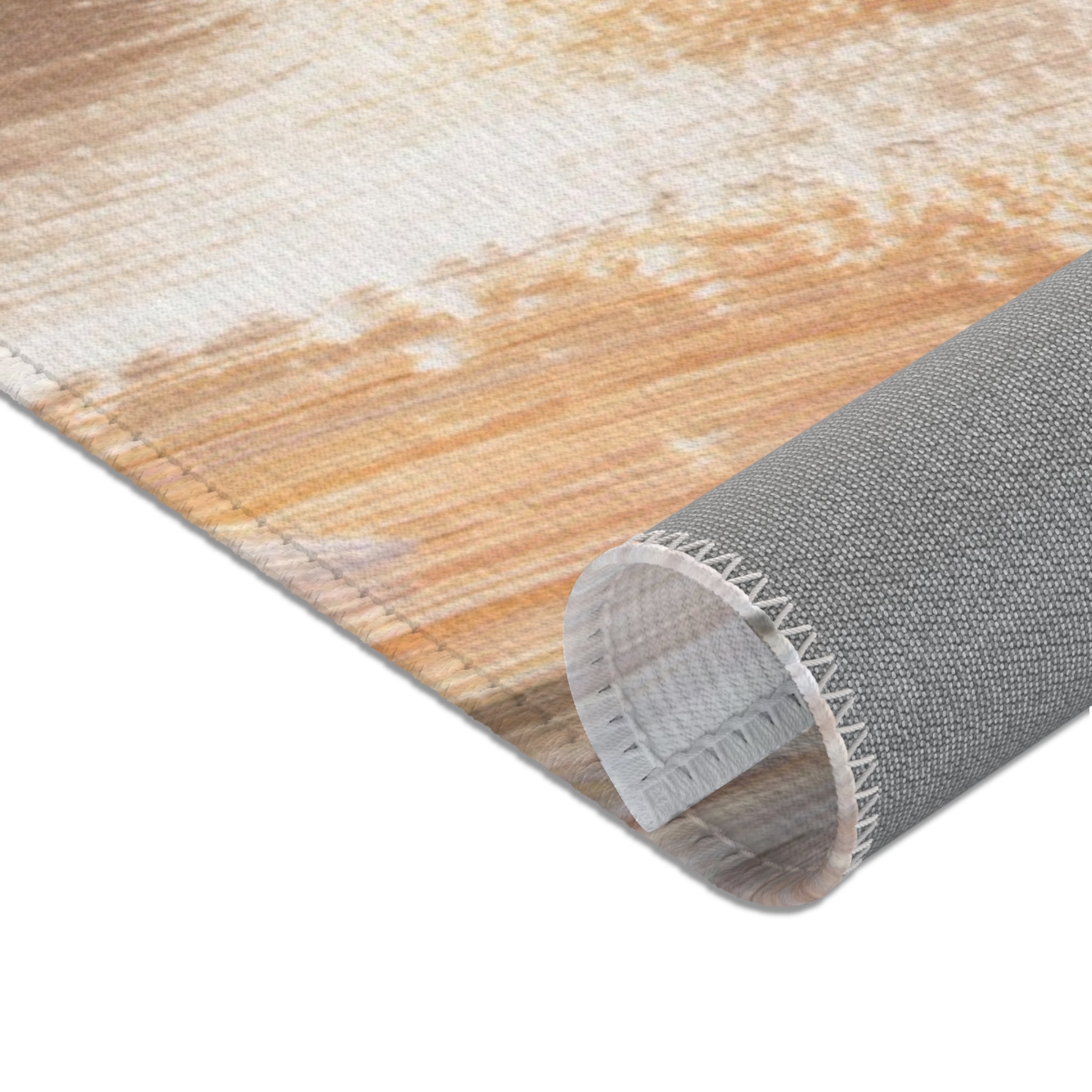 Abstract Area Rug | Acrylic Paint Pring, Taupe White Burnt Orange