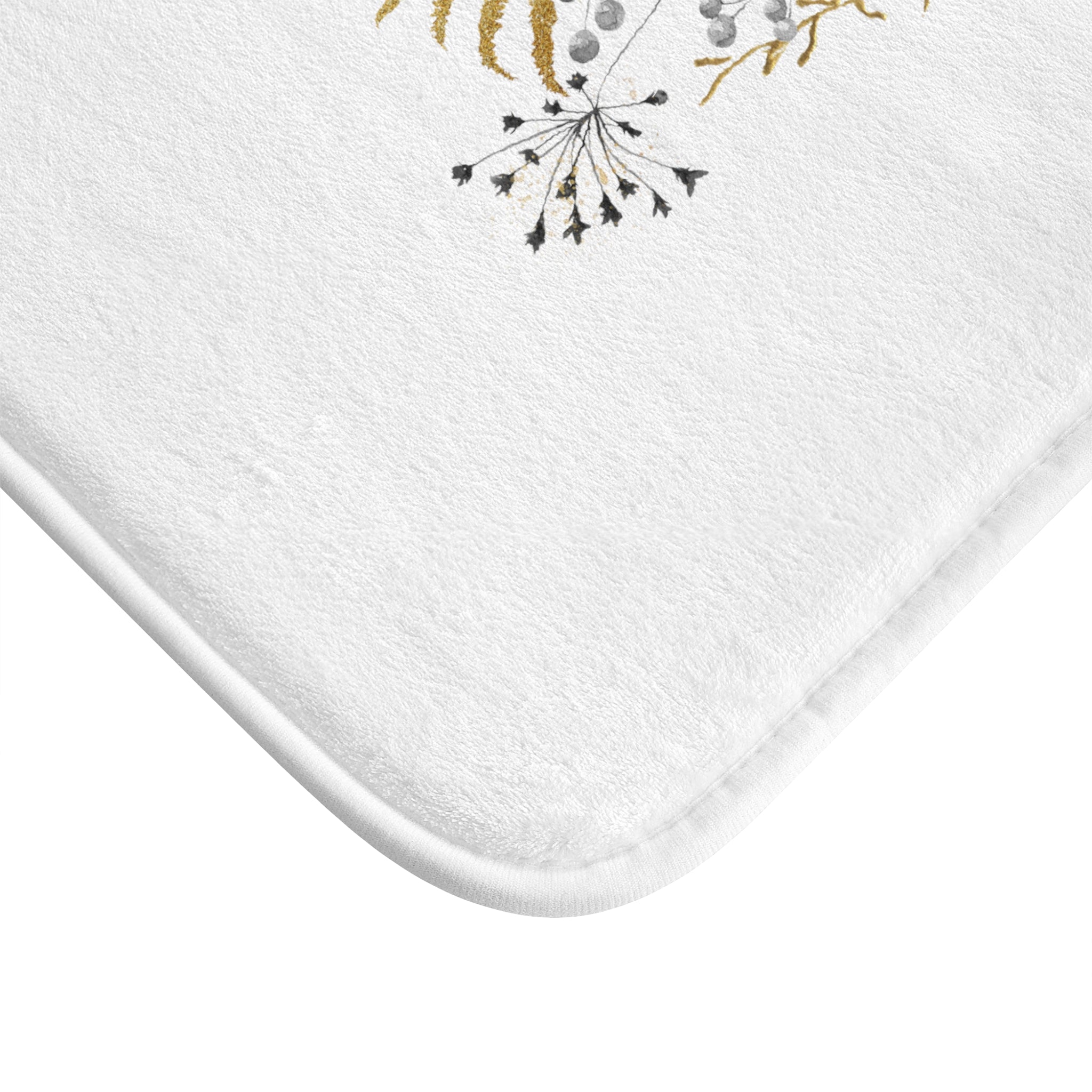 Floral Bath, Kitchen Mat | White Gray, Gold Beige