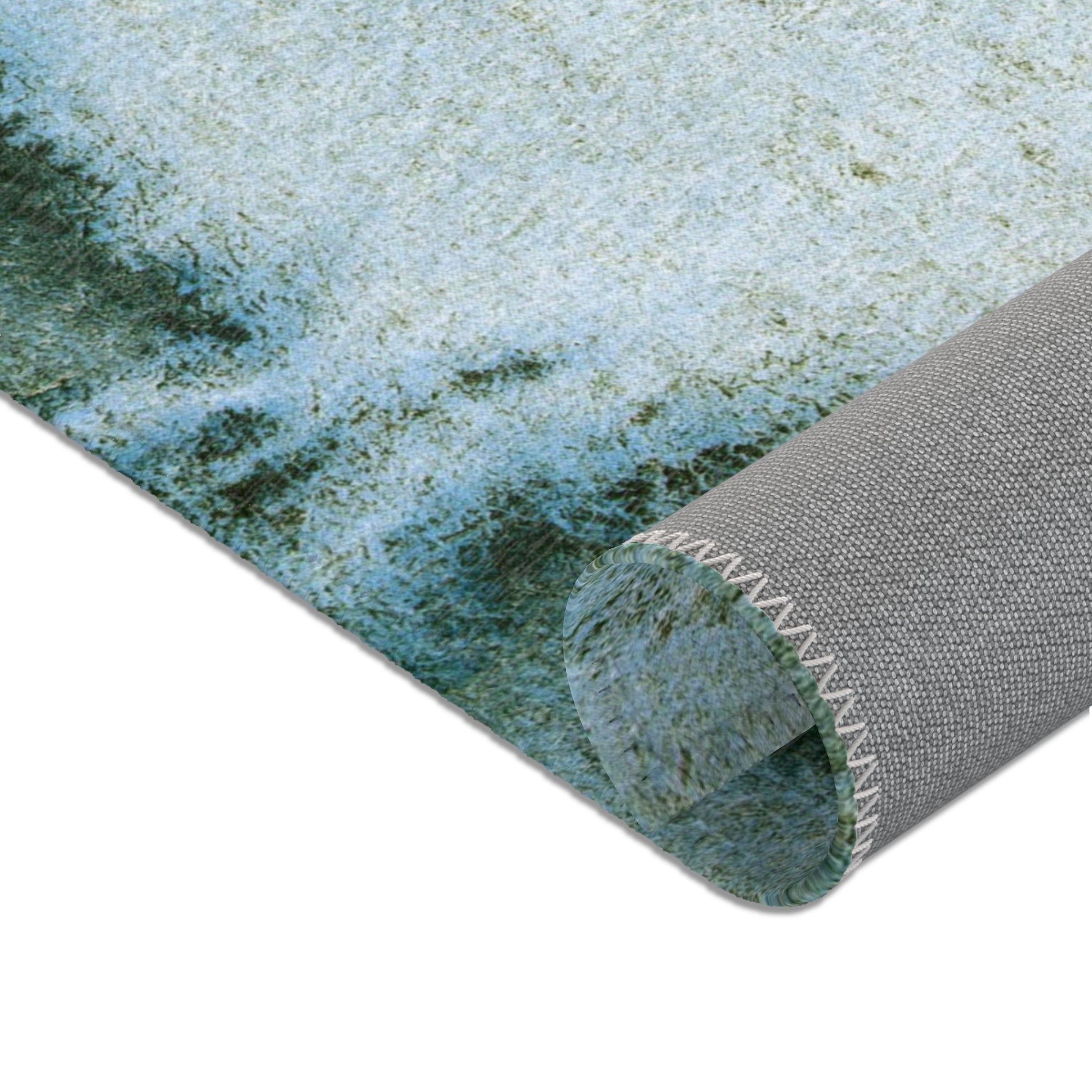 Abstract Large Area Rug | Modern Rug, Pale Forest Teal Blue