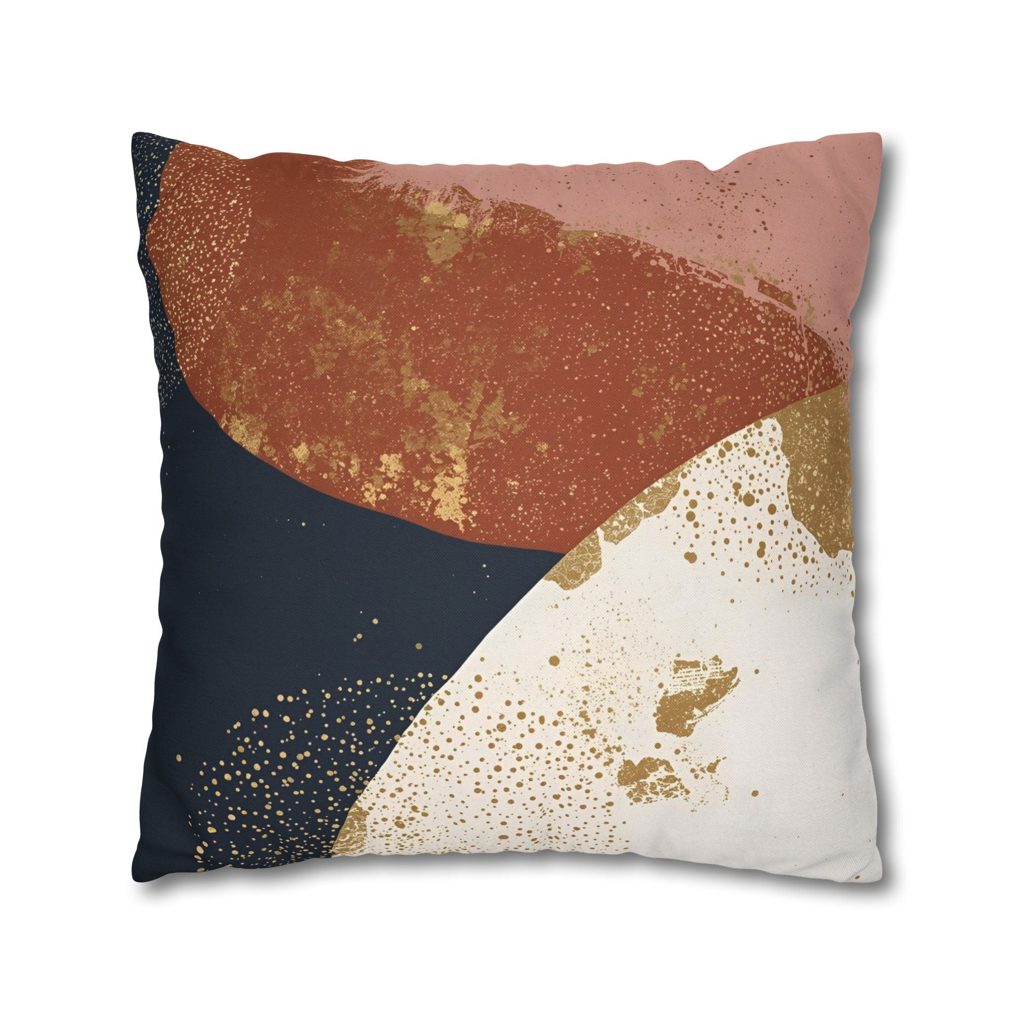 Abstract Pillow Cover | Earthy Neutral Blue White Rust