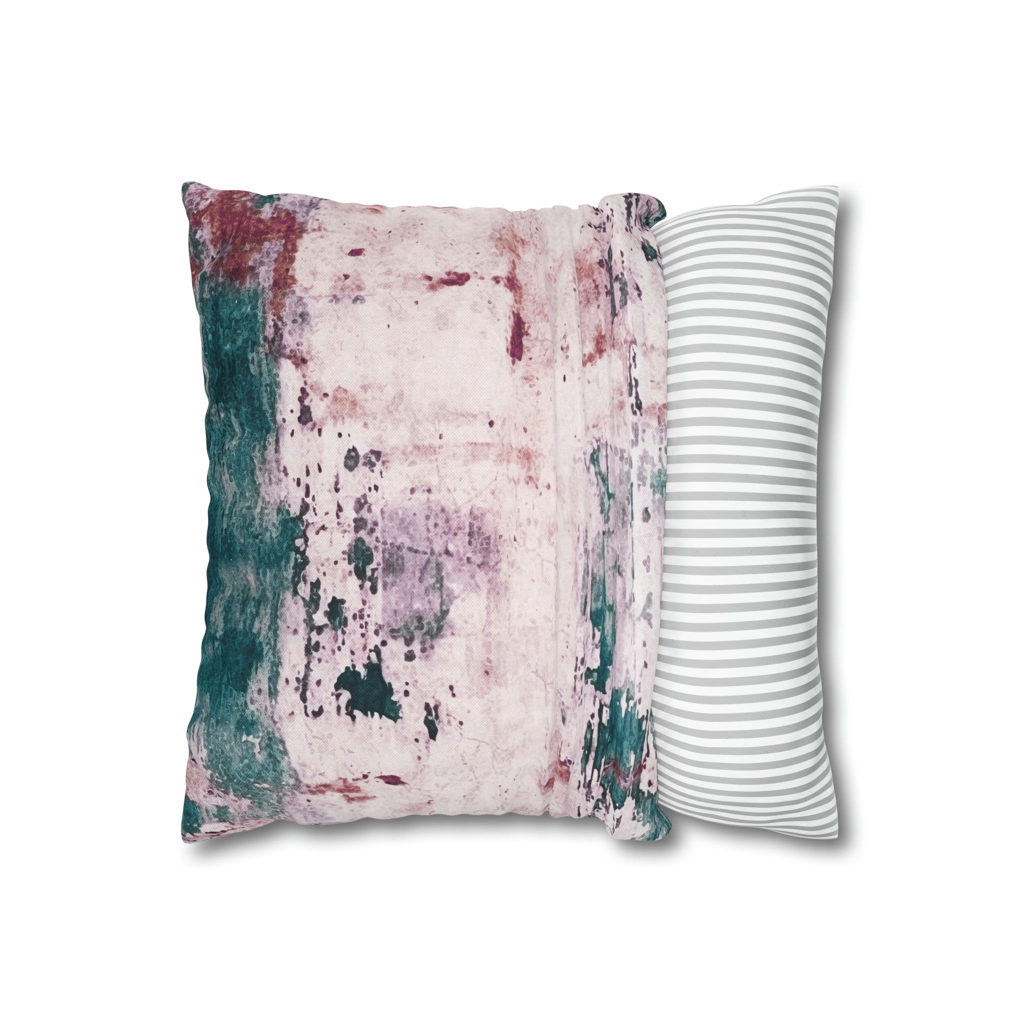 Rustic Pillow Cover | Blush Pink, Teal Green