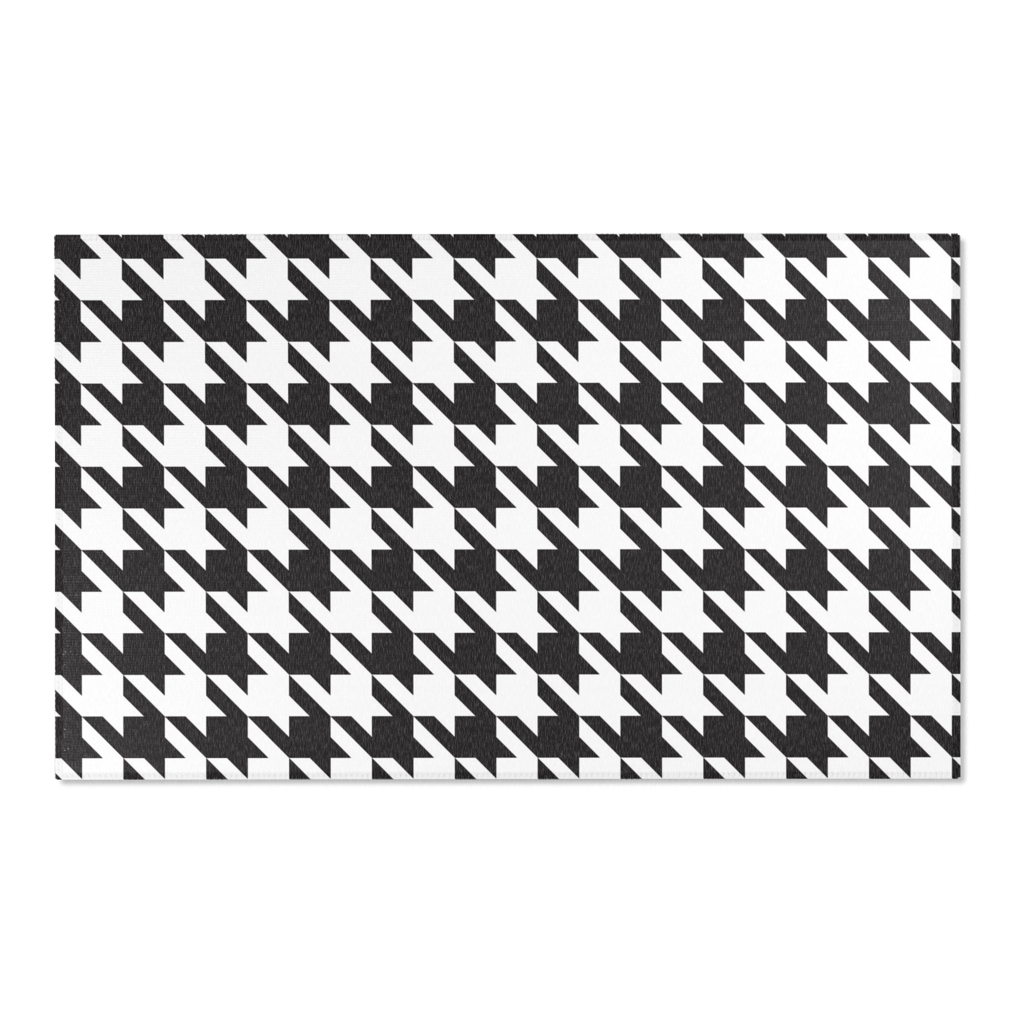 Large Area Rug | Black White Houndstooth