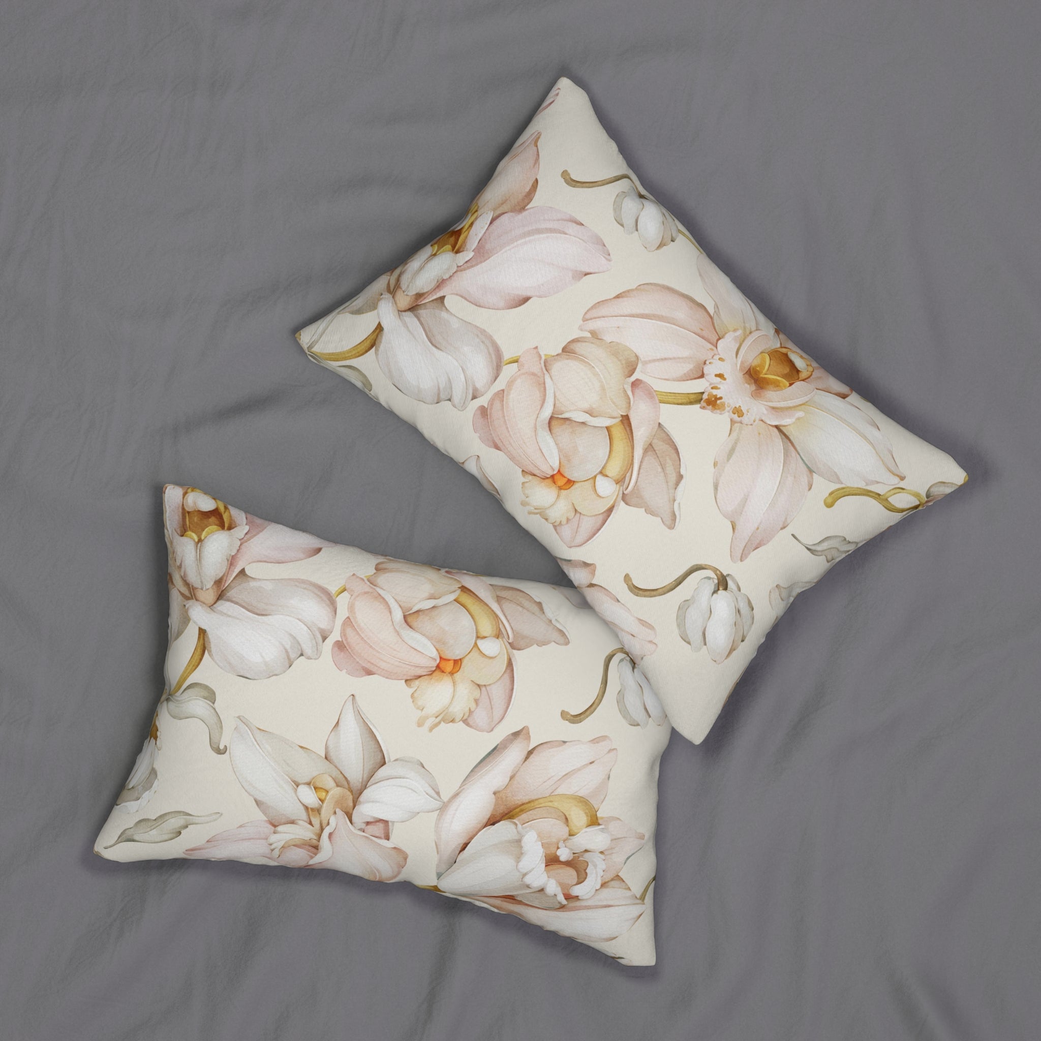Floral Lumbar Pillow | Blush Beige Pink