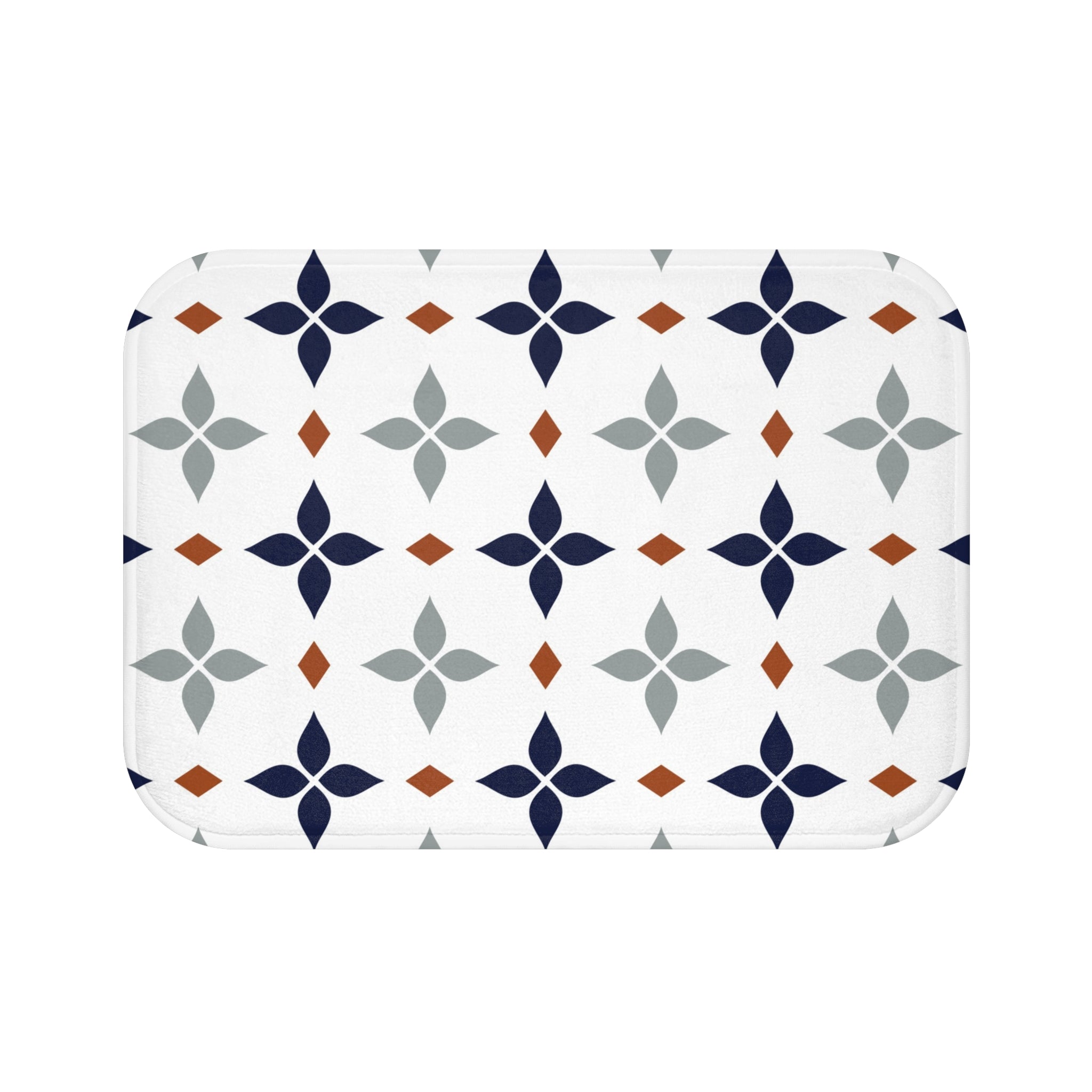 Retro Bath, Kitchen Mat | Vintage Art Deco, Nouveau White, Navy Blue, Grey