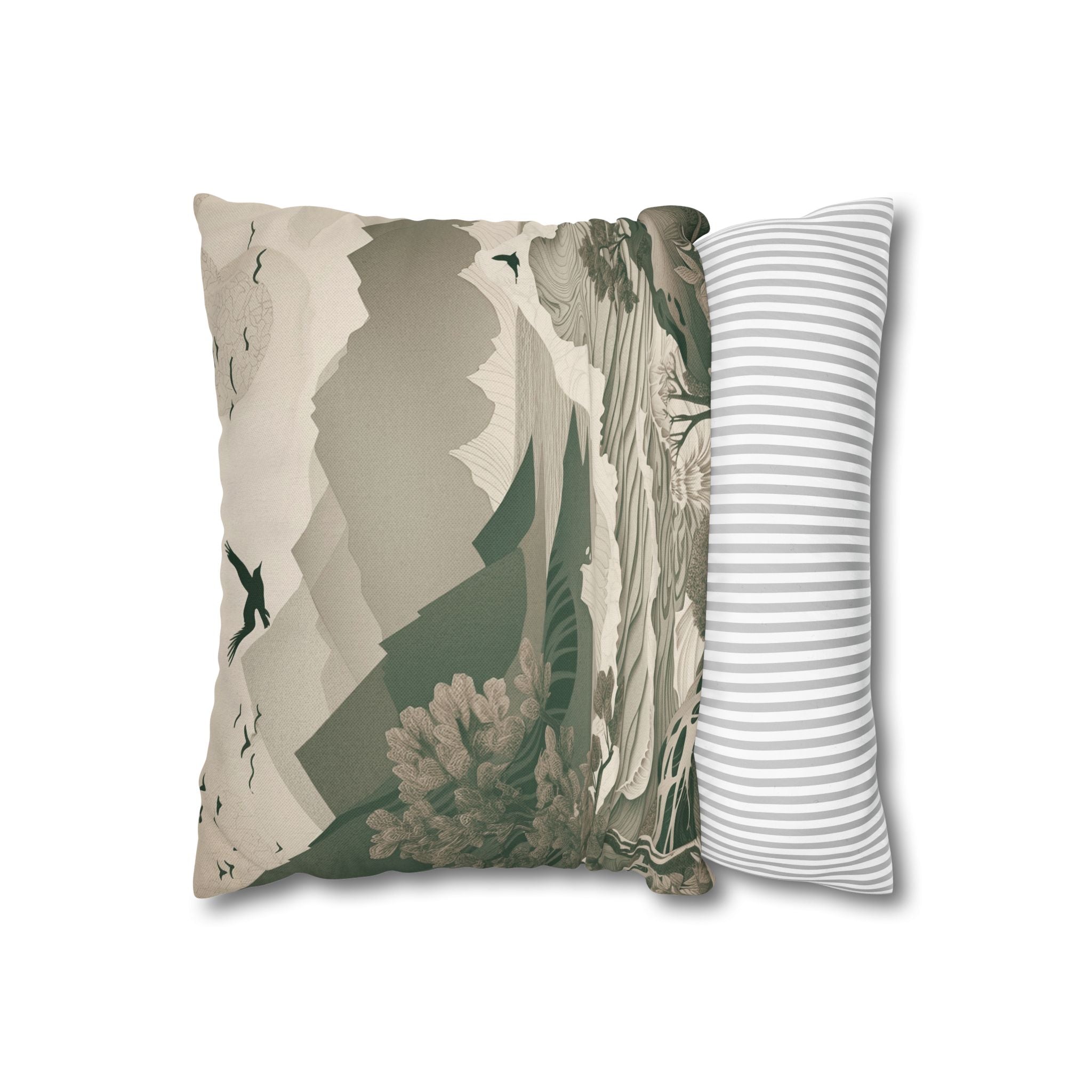 Landscape Throw Pillow Cover, Nature Modern Organic Decor Cushion