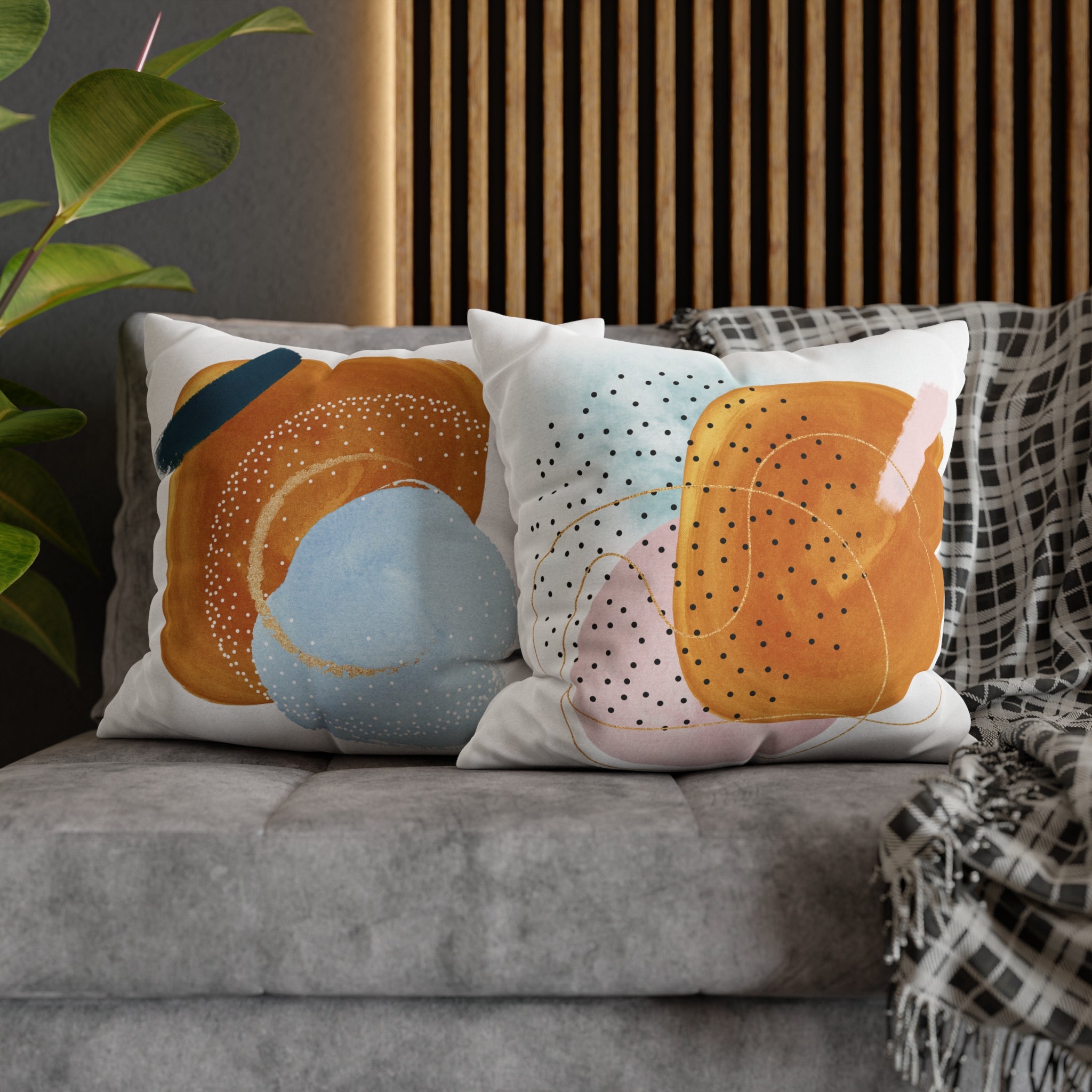 Abstract Pillow Cover | Burnt Orange Blush Pink White Blue