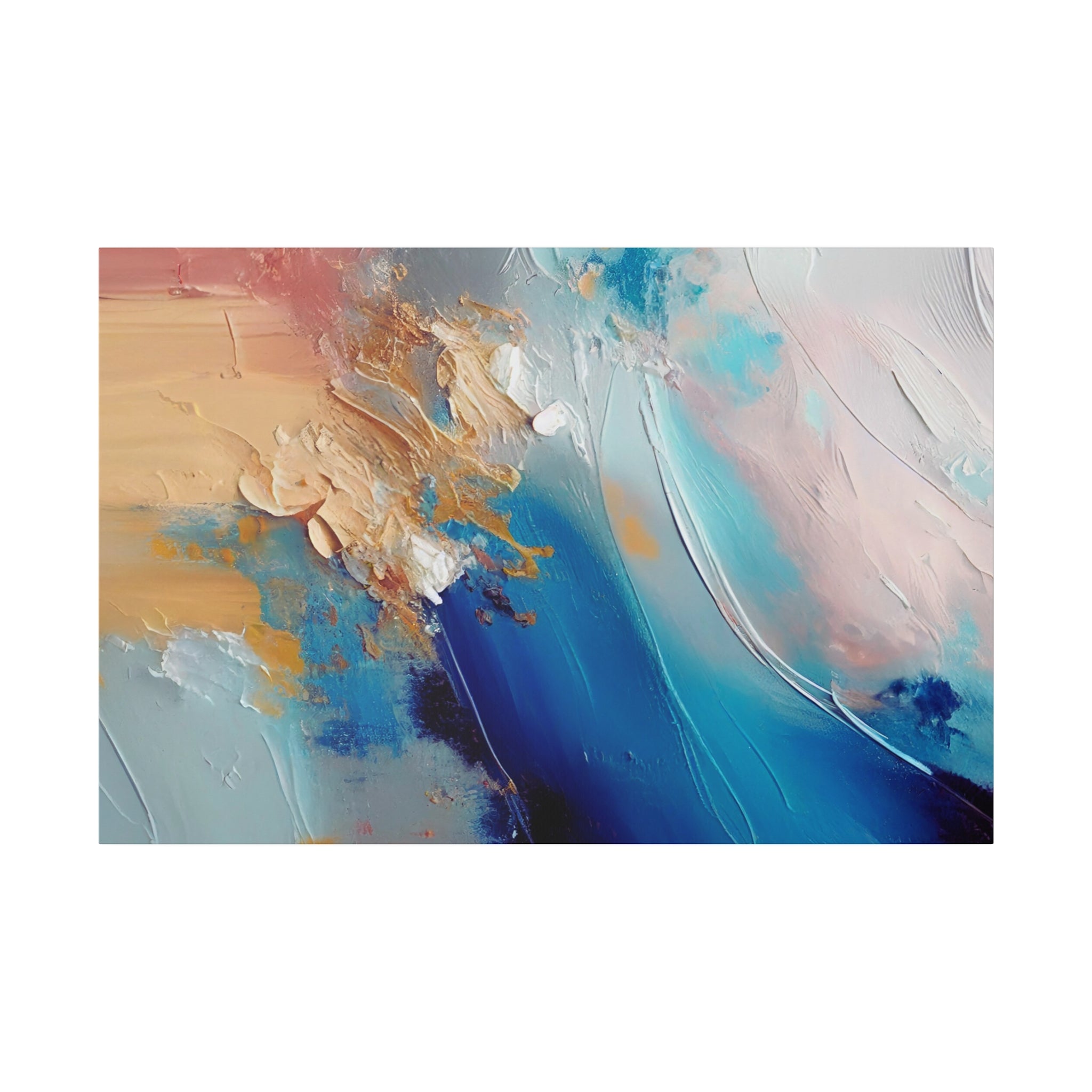 Abstract Canvas Wall Art | Colorful Beige, Blue Turquoise Wall Artwork
