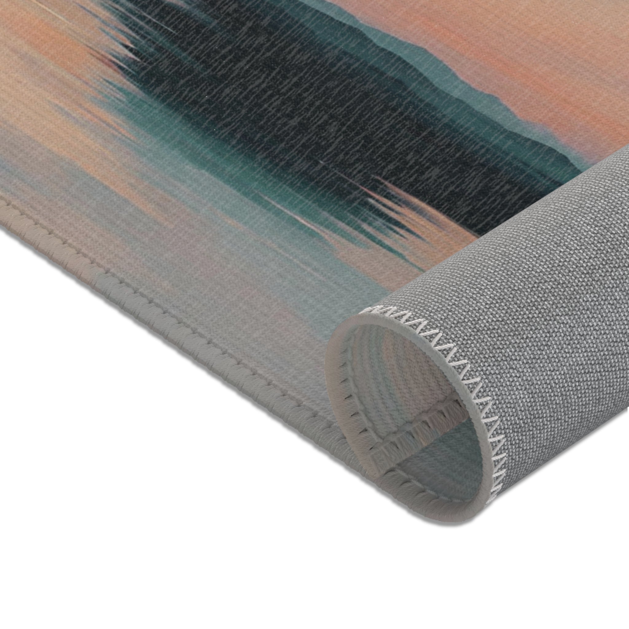 Abstract Large Area Rug | Modern Rug, Ocean Sunset, Teal Orange Sky
