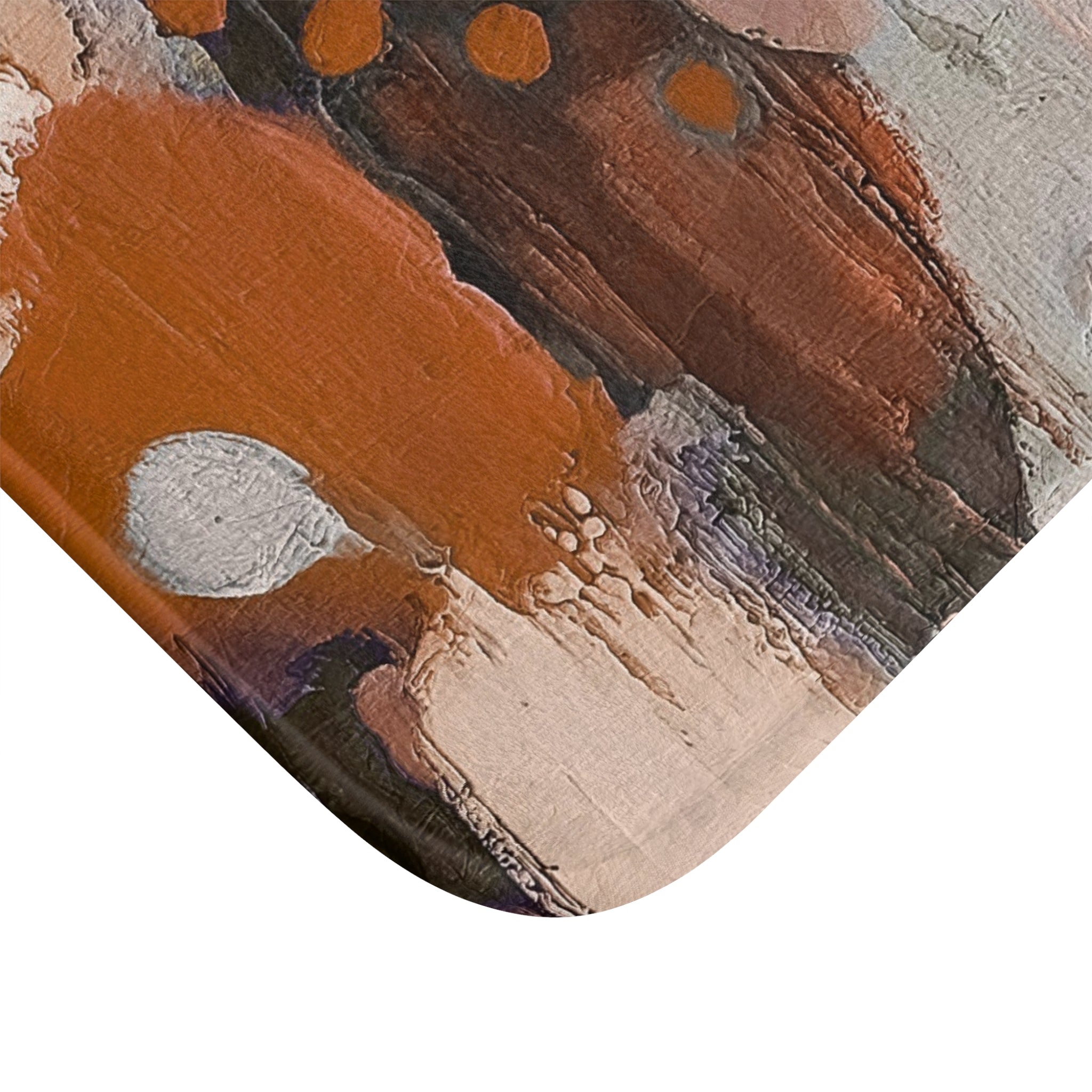 Abstract Bath Mat | Rustic Terracotta Orange Grey White Kitchen Mat