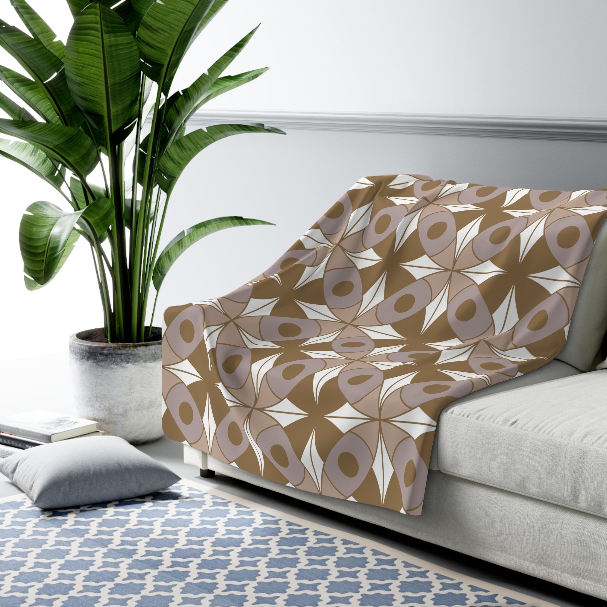 Comfy Throw Blanket | Comfy Blanket | Art Deco, Geometric White Beige Black