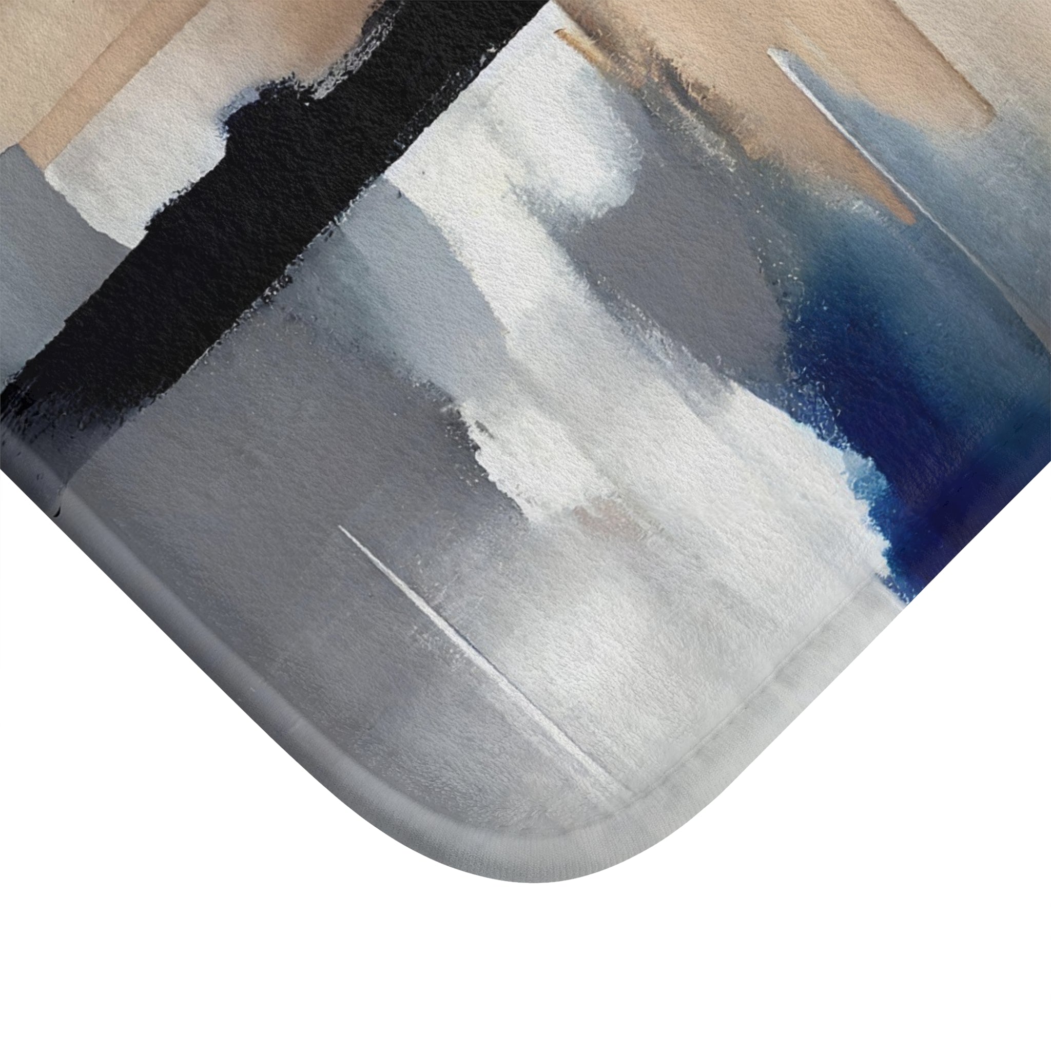 Abstract Bath Mat | Blue Beige White Black Ombre Kitchen Mat