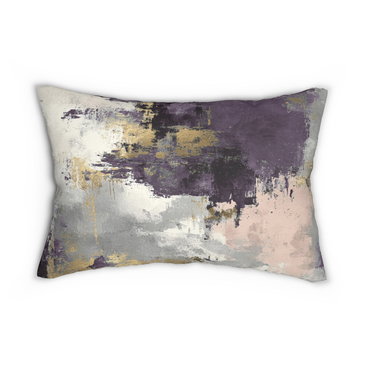 Aubergine Grey Ochre Abstract Lumbar Pillow 14x20, Moody Accent Pillow