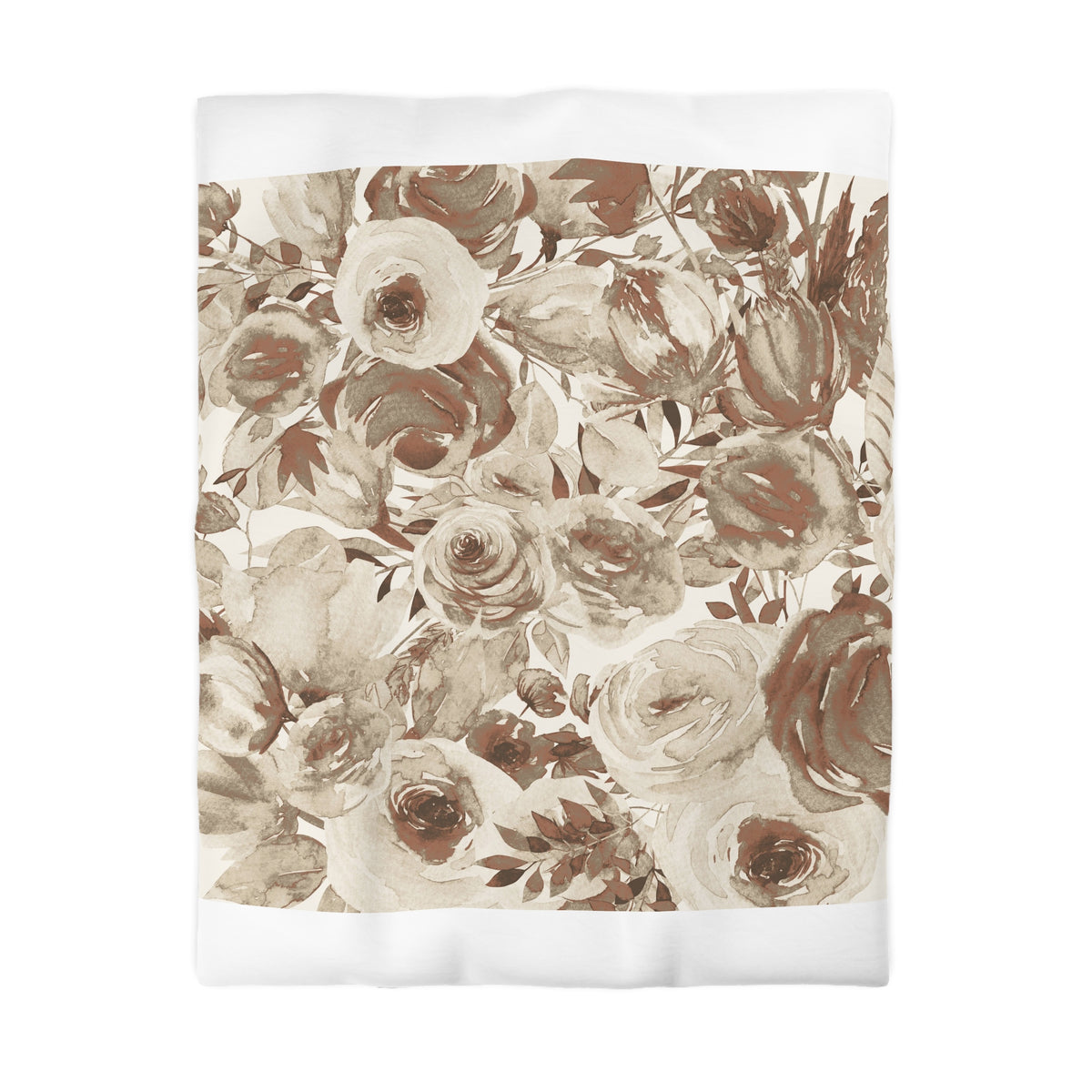 a floral pattern with various shades of brown and beige flowers and leaves, creating a visually appealing and textured design.