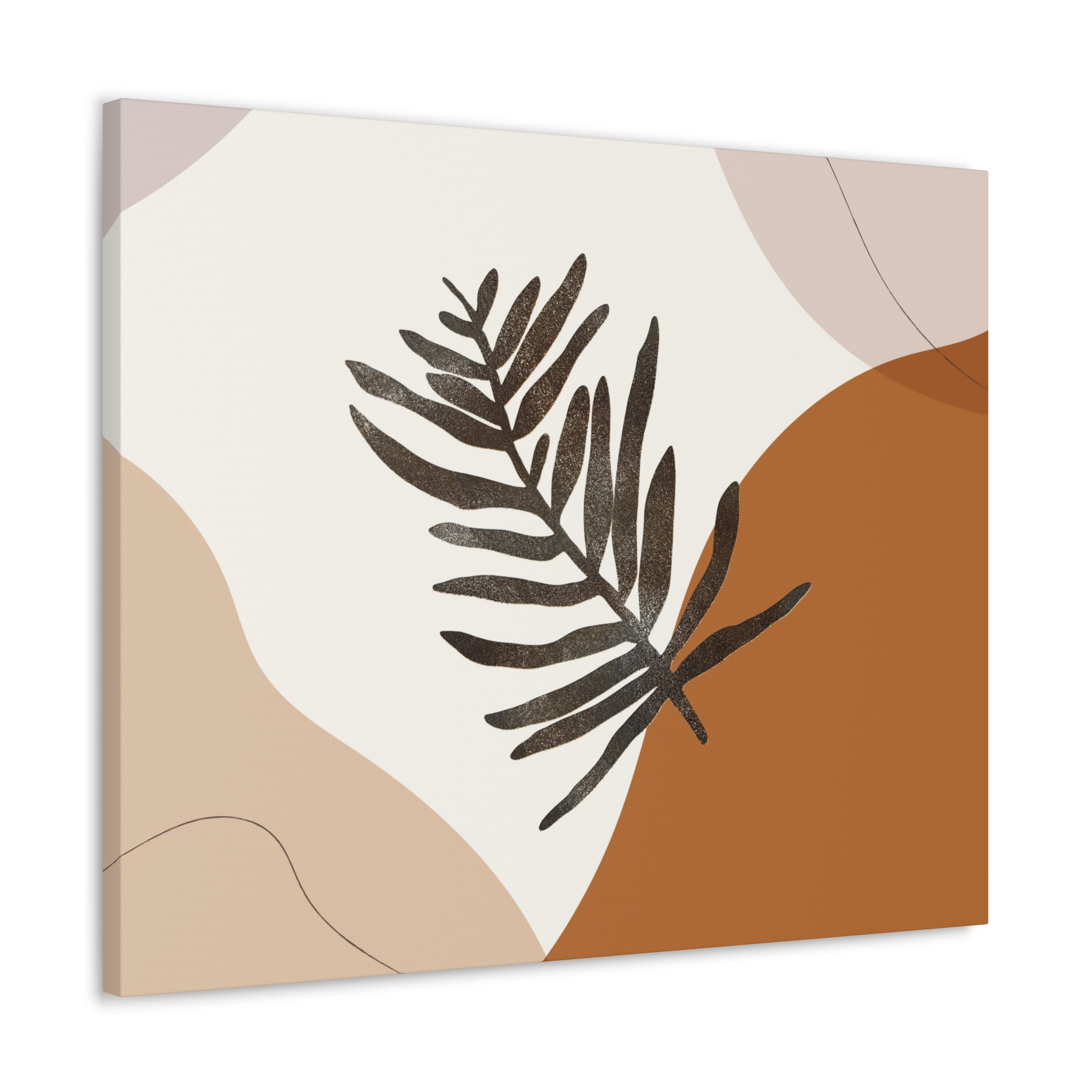 Bohemian Canvas Wall Art | Rust Beige Brown Leaf