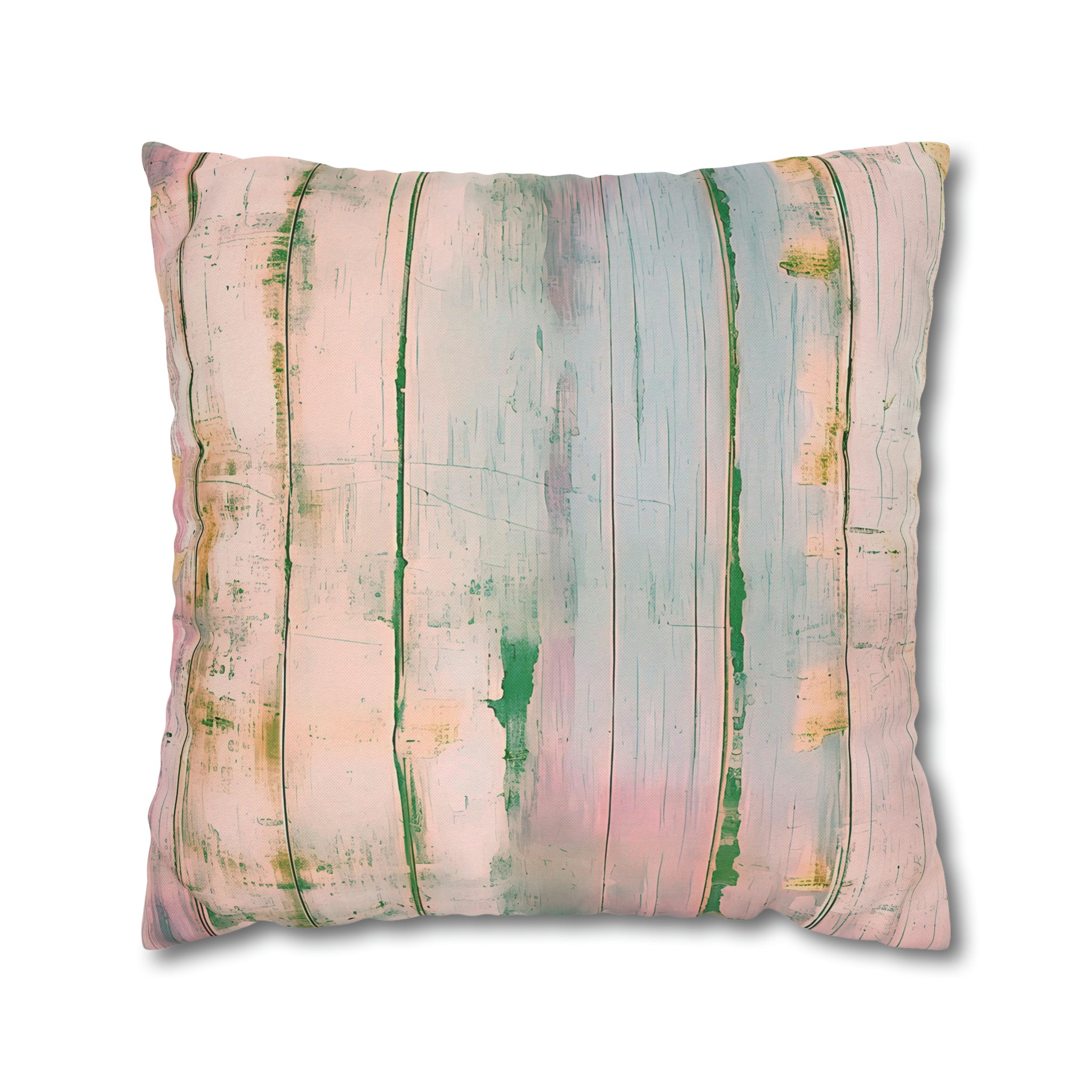 Retro Throw Pillow Cover | Blush Pink, Blue Wooden