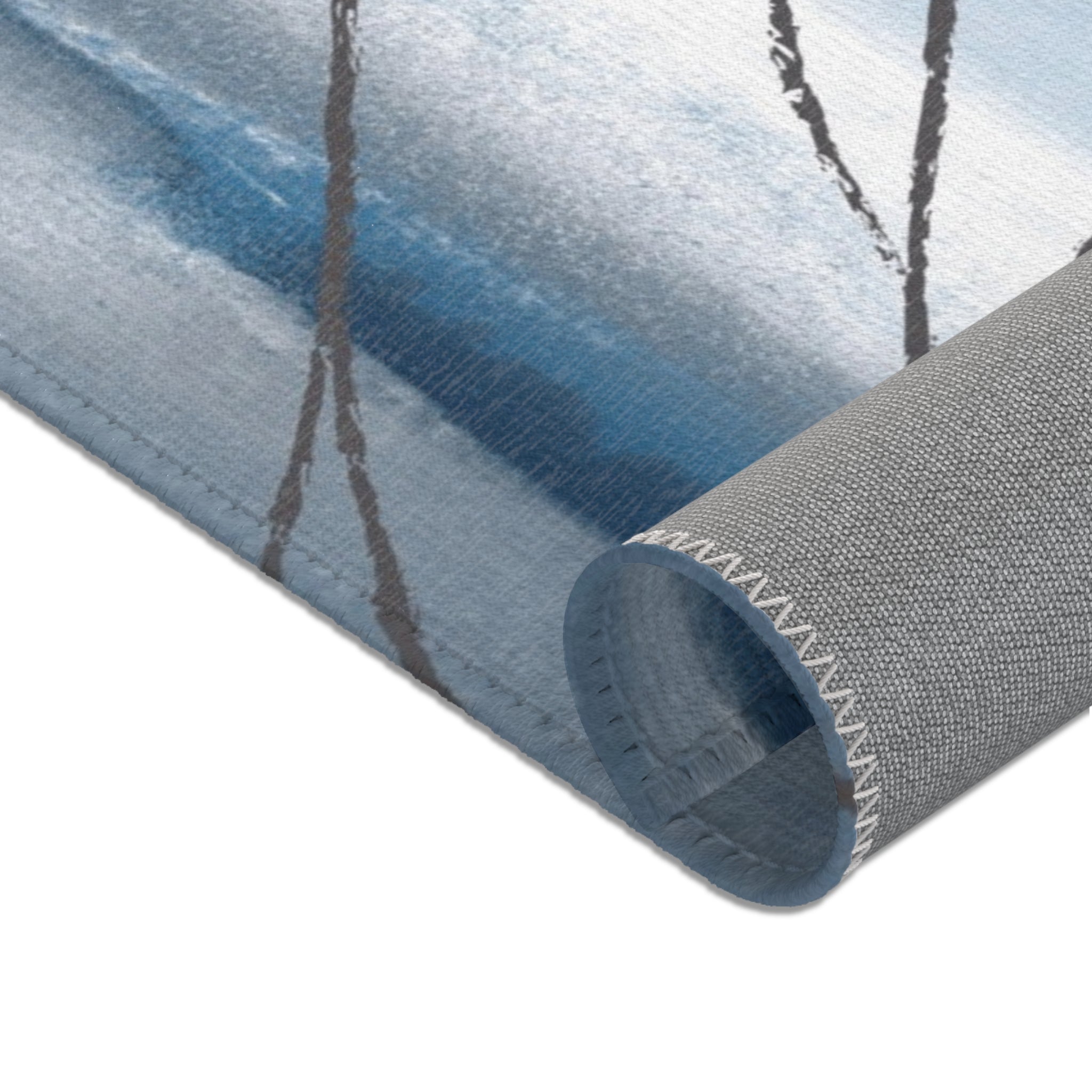 Abstract Minimalist Area Rug | Blue Grey, Ombre Rug