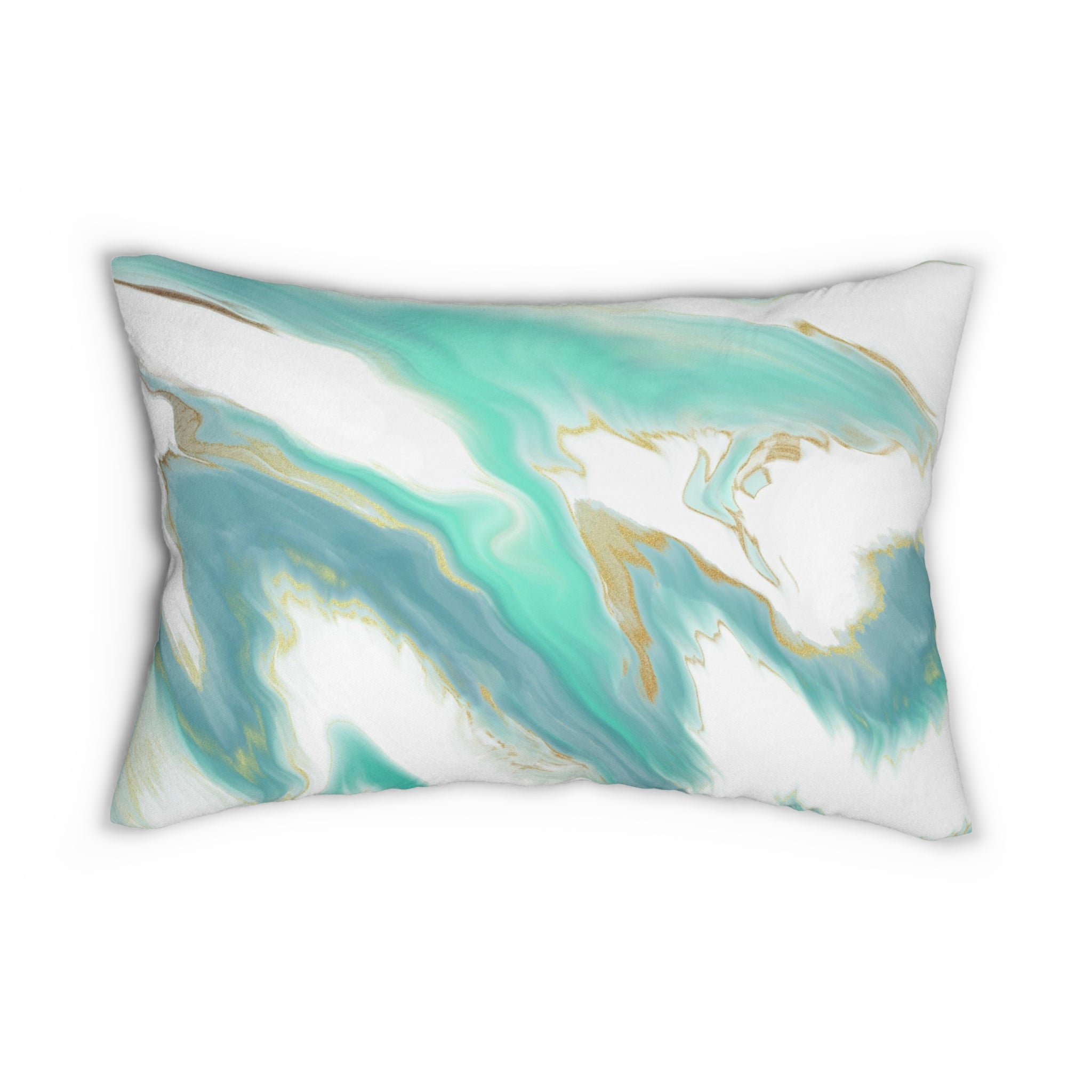 Abstract Lumbar Pillow | Sage Green Blue, White Beige