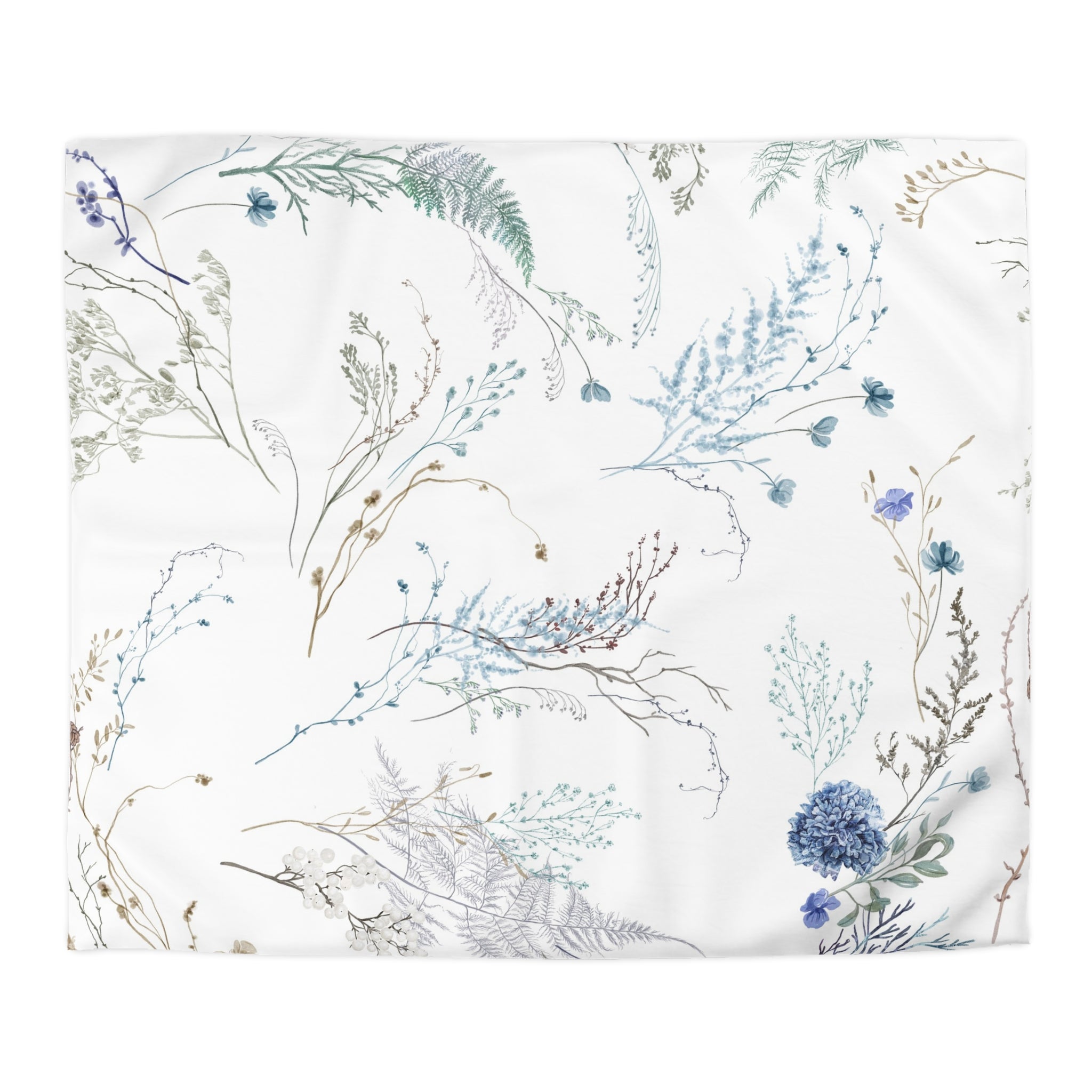 Floral Duvet Cover | Light Blue, Beige White Bedding Boho Decor | Bedroom Decor