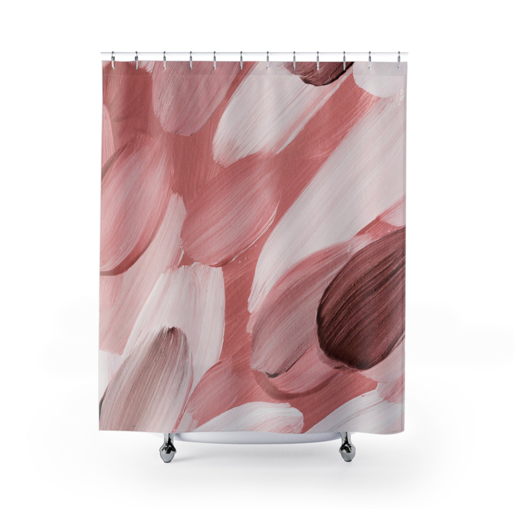 Abstract Shower Curtain | Blush Rose Pink, White Watercolor