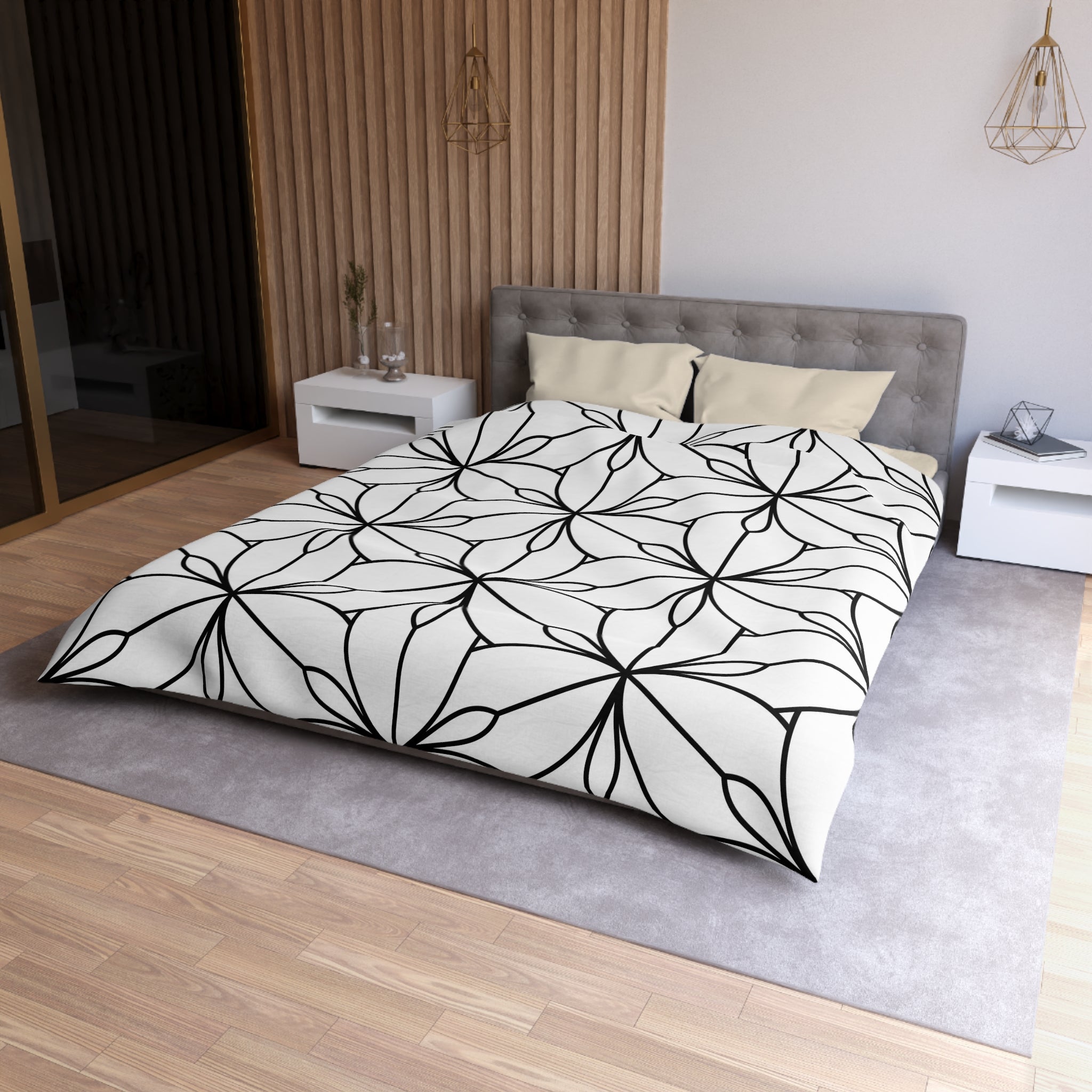 Art Deco Duvet Cover | White Black Geometric | Bedroom Decor