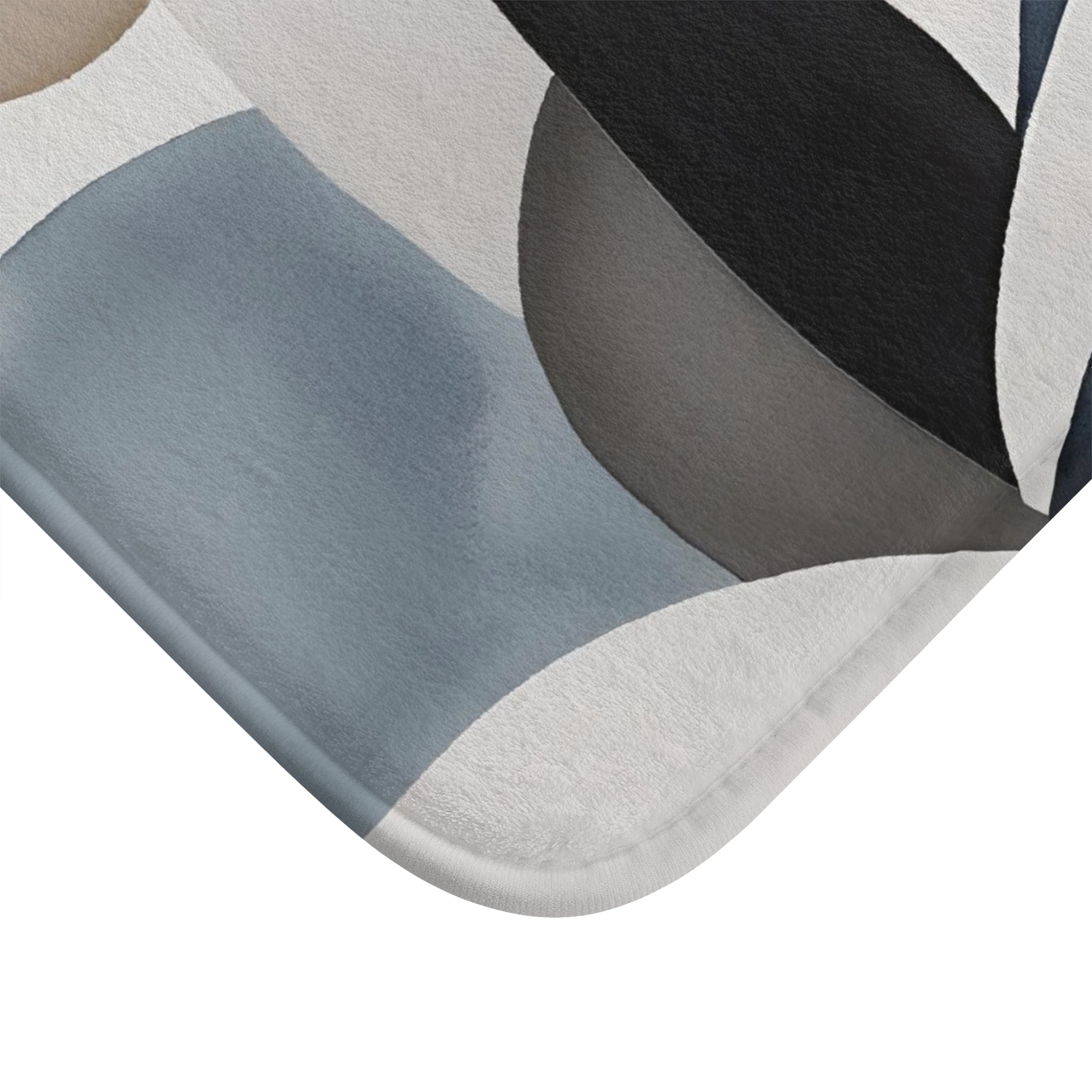 Abstract Bath Mat | Navy Blue, Taupe White Kitchen Mat