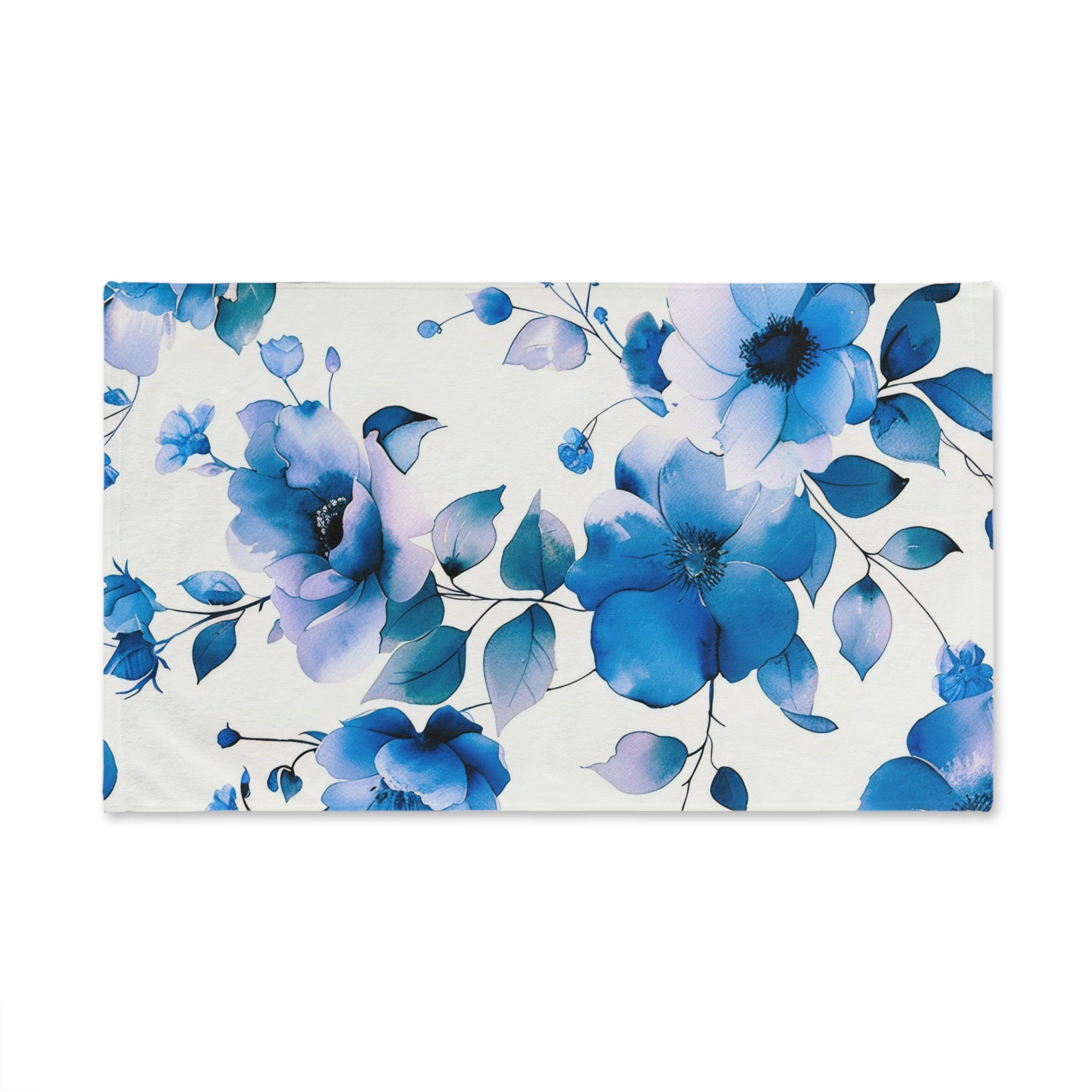 Kitchen, Bath Hand Towel | Floral, Indigo Blue, Lavender White