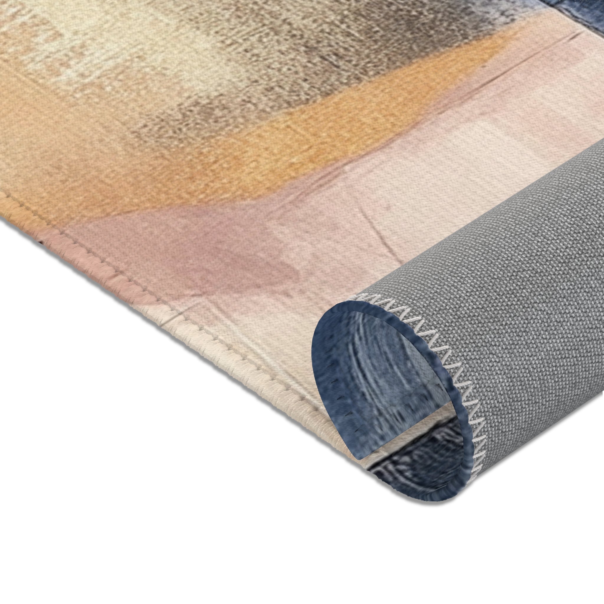 Abstract Large Area Rug | Modern Navy Blue Beige Watercolor Rug