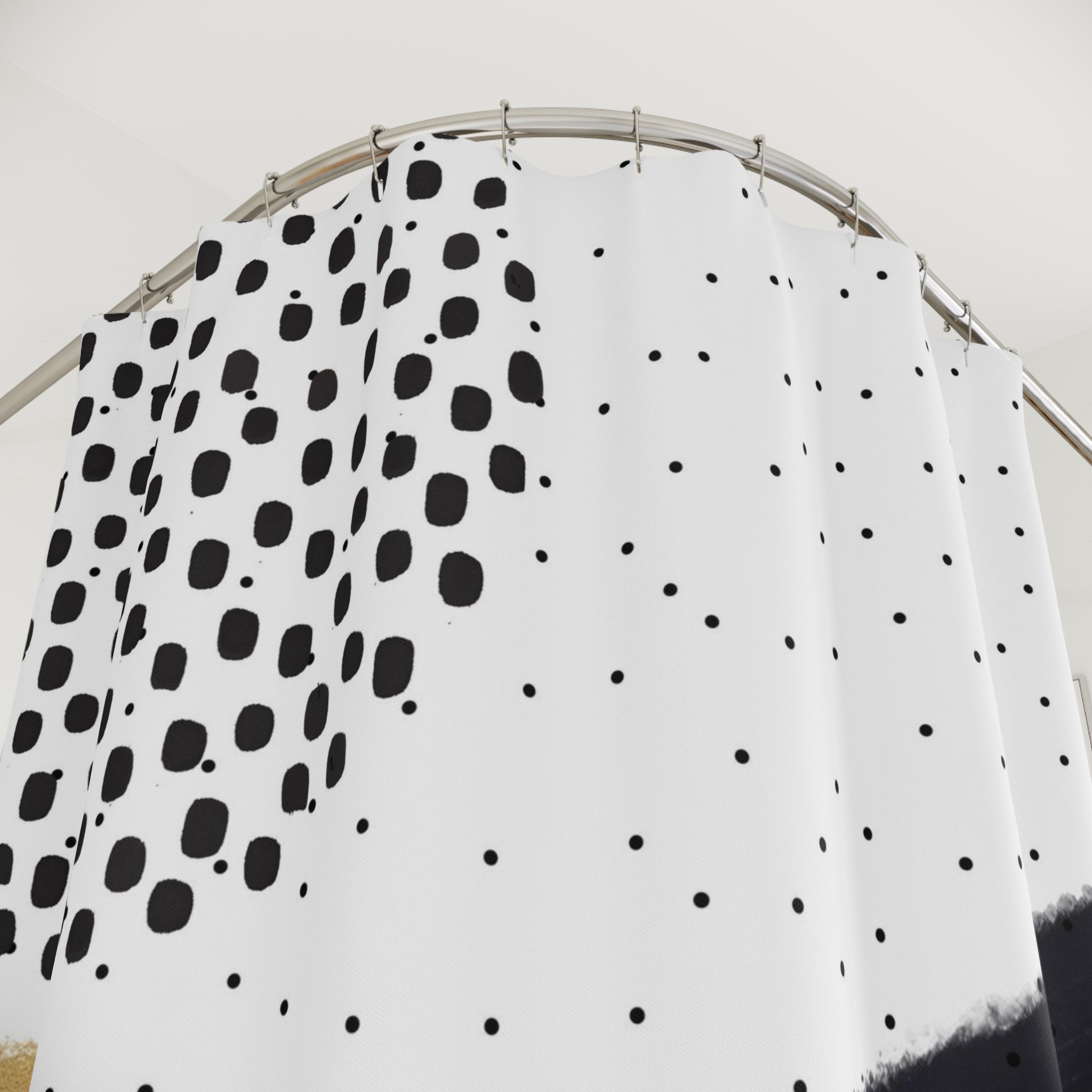 Boho Shower Curtain | Abstract Black White Gold