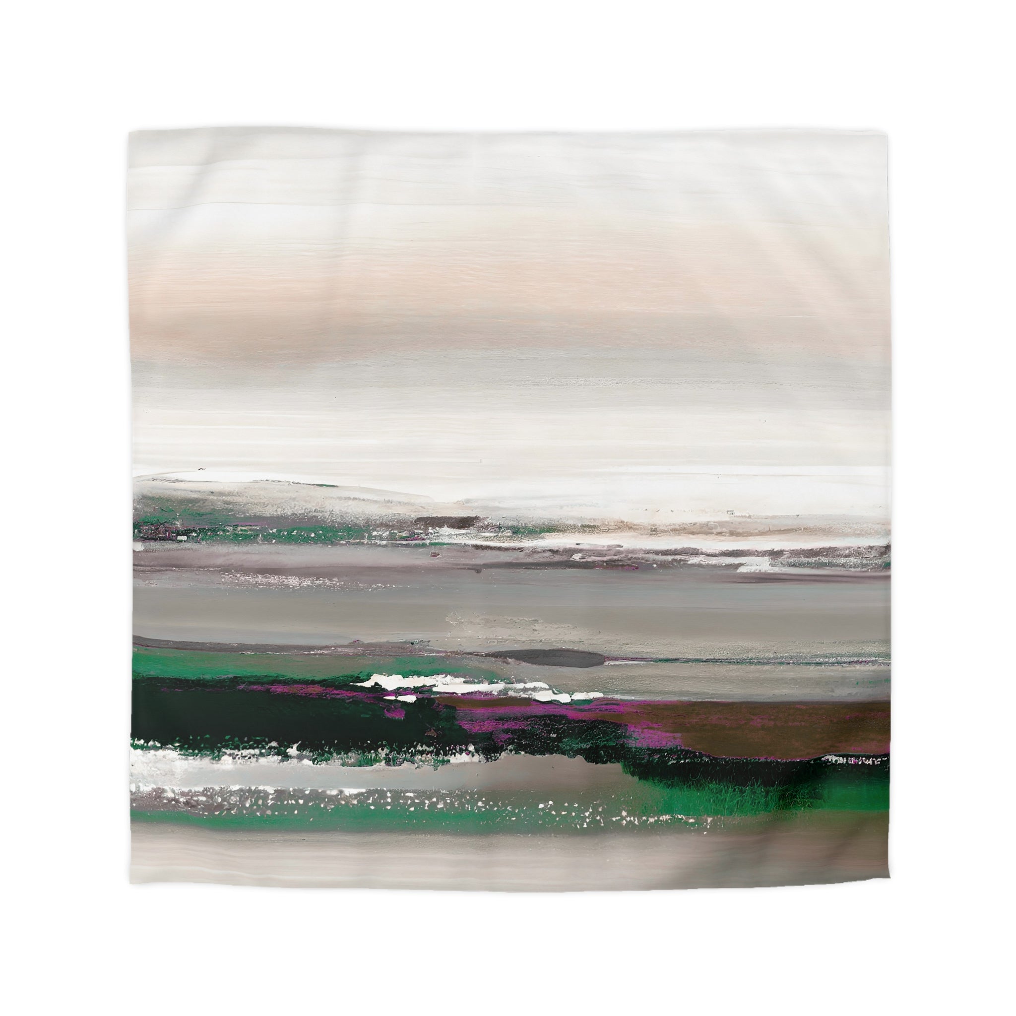 Abstract Duvet Cover | Colorful Green Purple Grey, Ombre