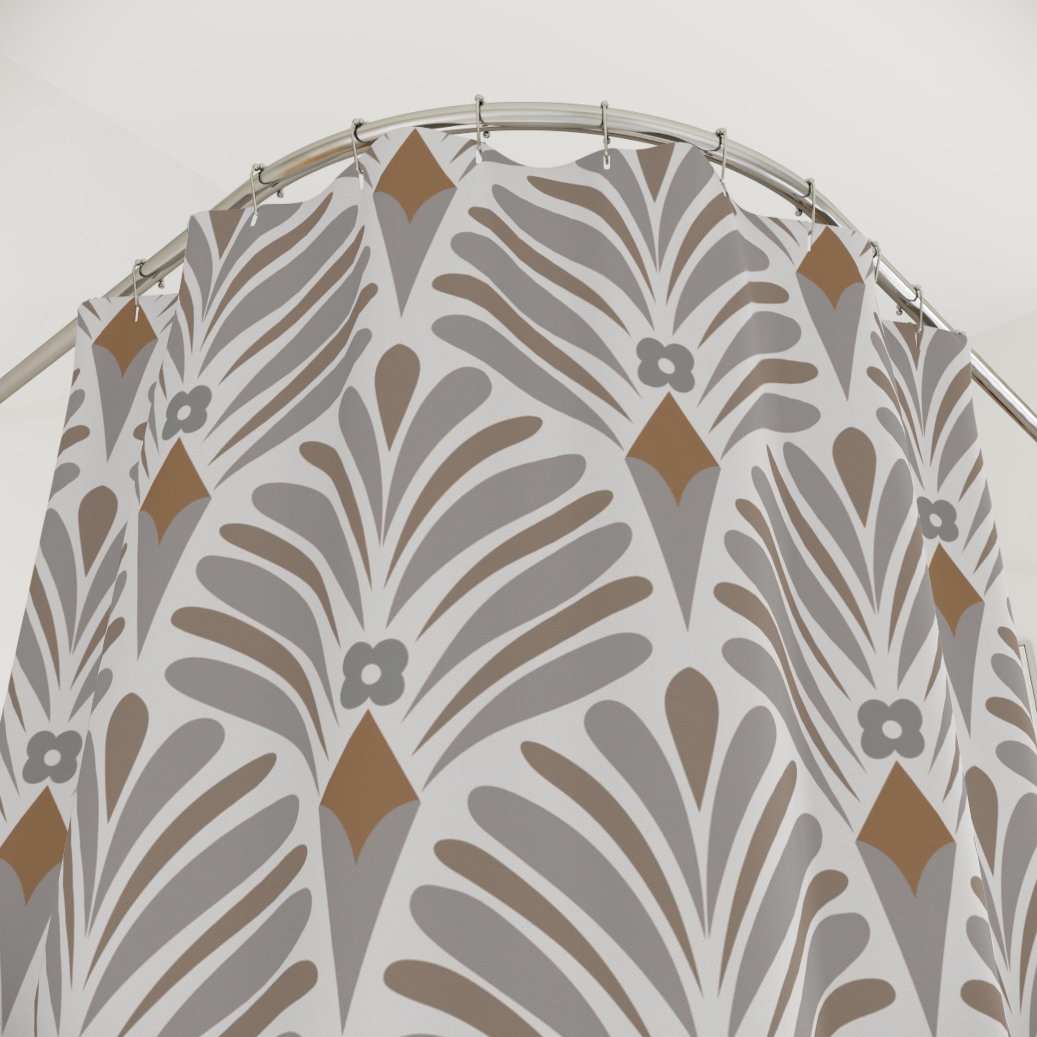 Floral Art Nouveau Shower Curtain | Grey Beige