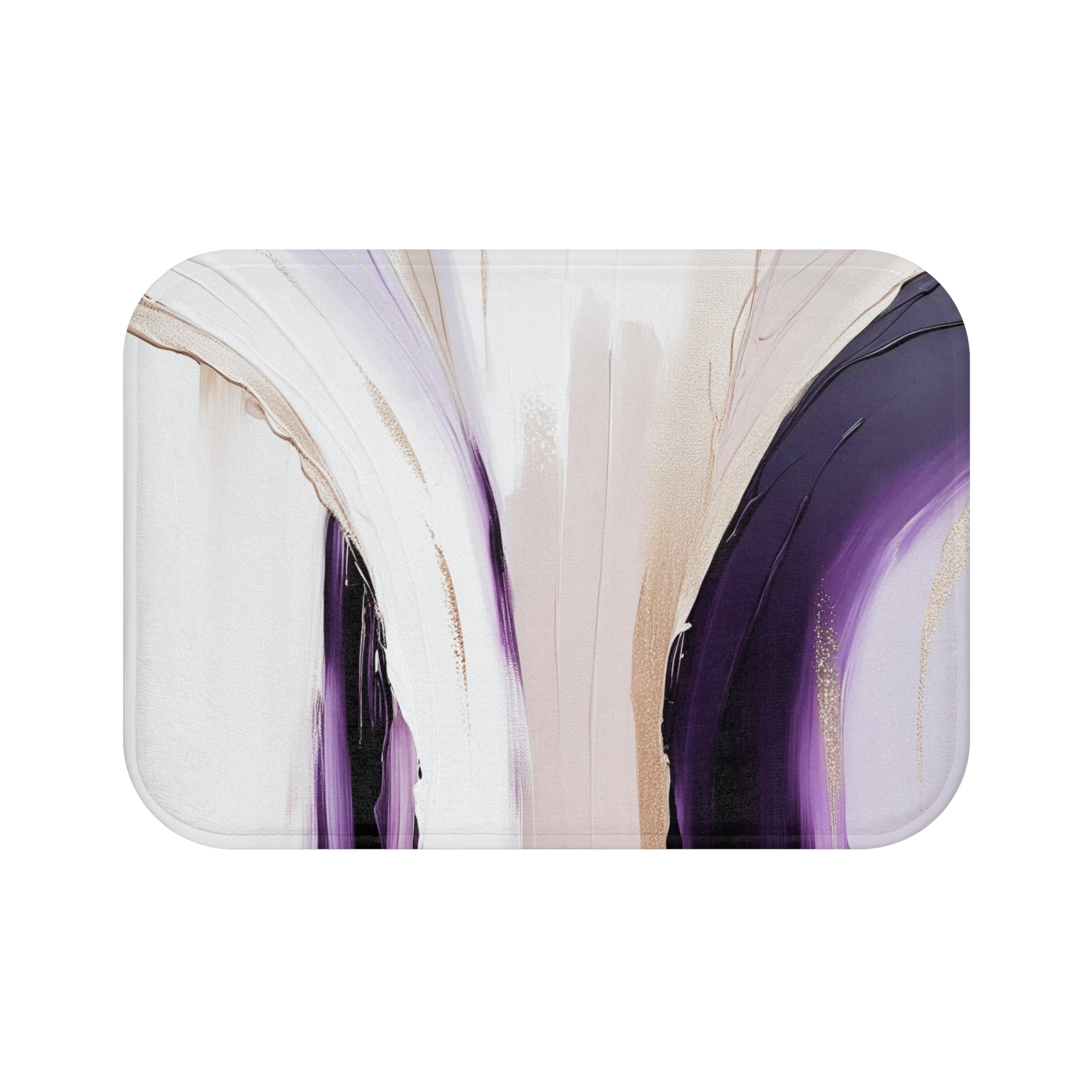 Boho Bath Mat | Purple Gold Beige White Abstract Kitchen Mat