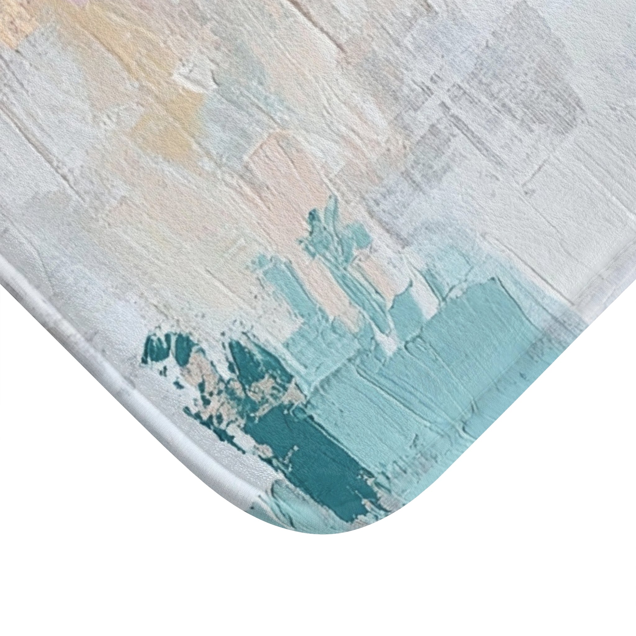 Pink Bath Mat | Abstract Teal Blue Ombre Kitchen Mat