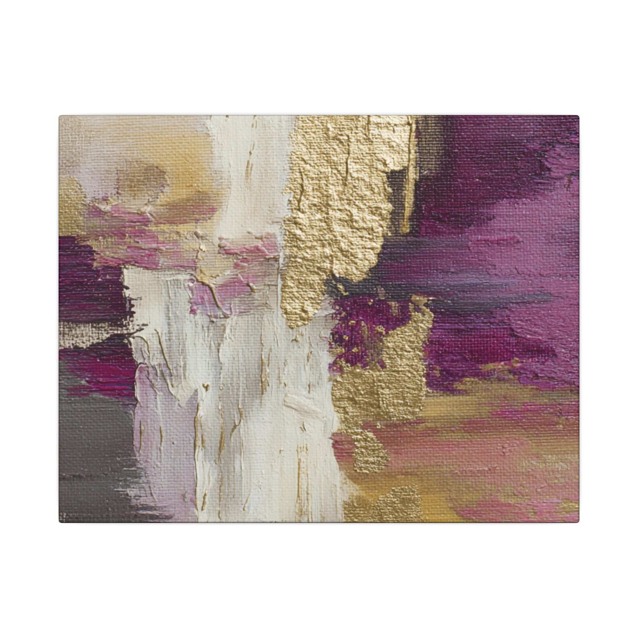 Purple & Muted Gold Abstract Canvas Wall Art – Modern Luxe Minimalist Painting Print