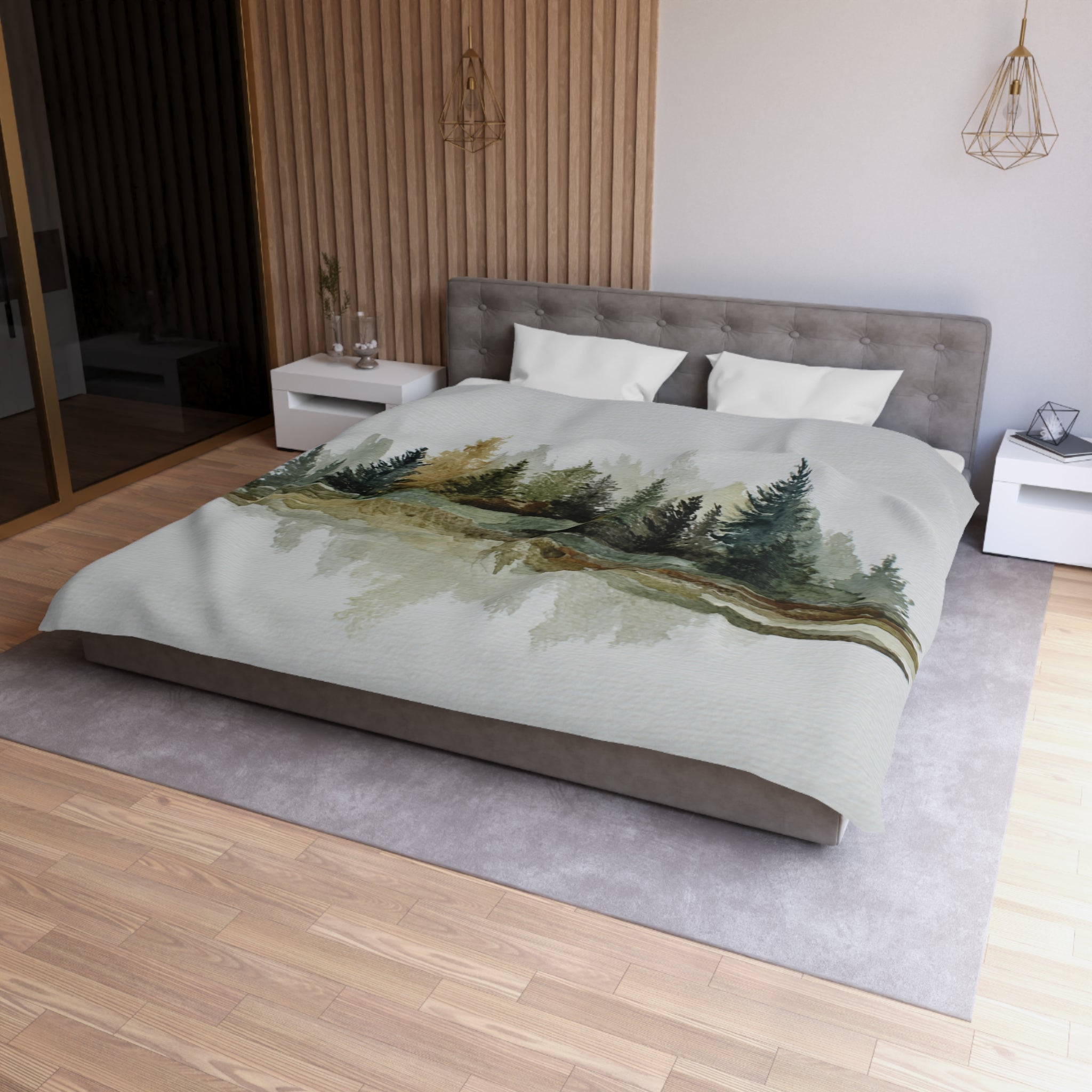 Nature Duvet, Pillow Cover | White Green Bedroom Decor