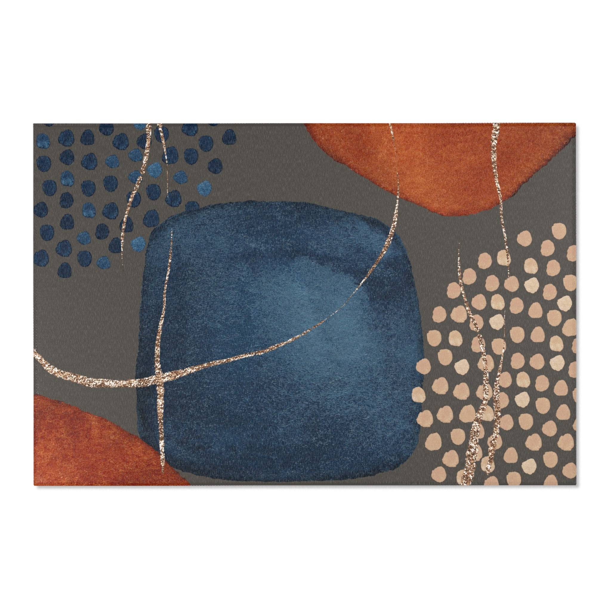 Abstract Area Rug | Watercolor Dark Taupe Grey, Navy Blue