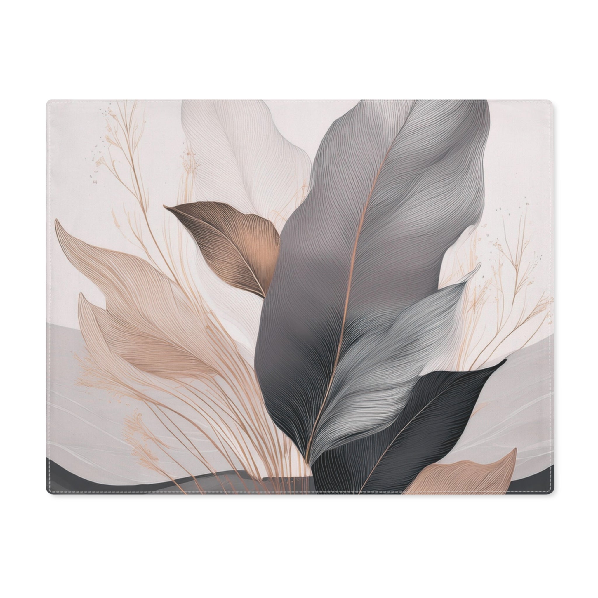 Placemat - Floral Dining Table Placemats, Watercolor Black Grey Beige