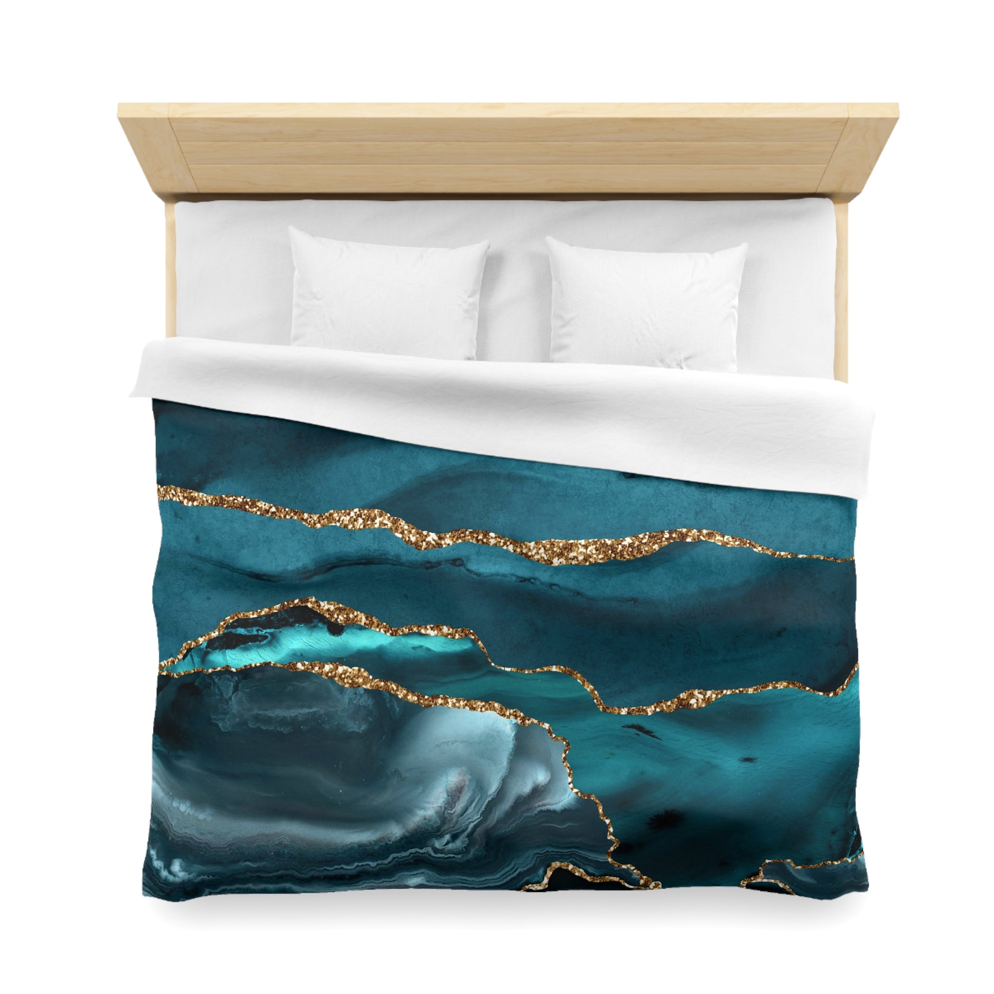 Abstract Duvet, Pillow Cover Set | Teal Blue Bedroom Set
